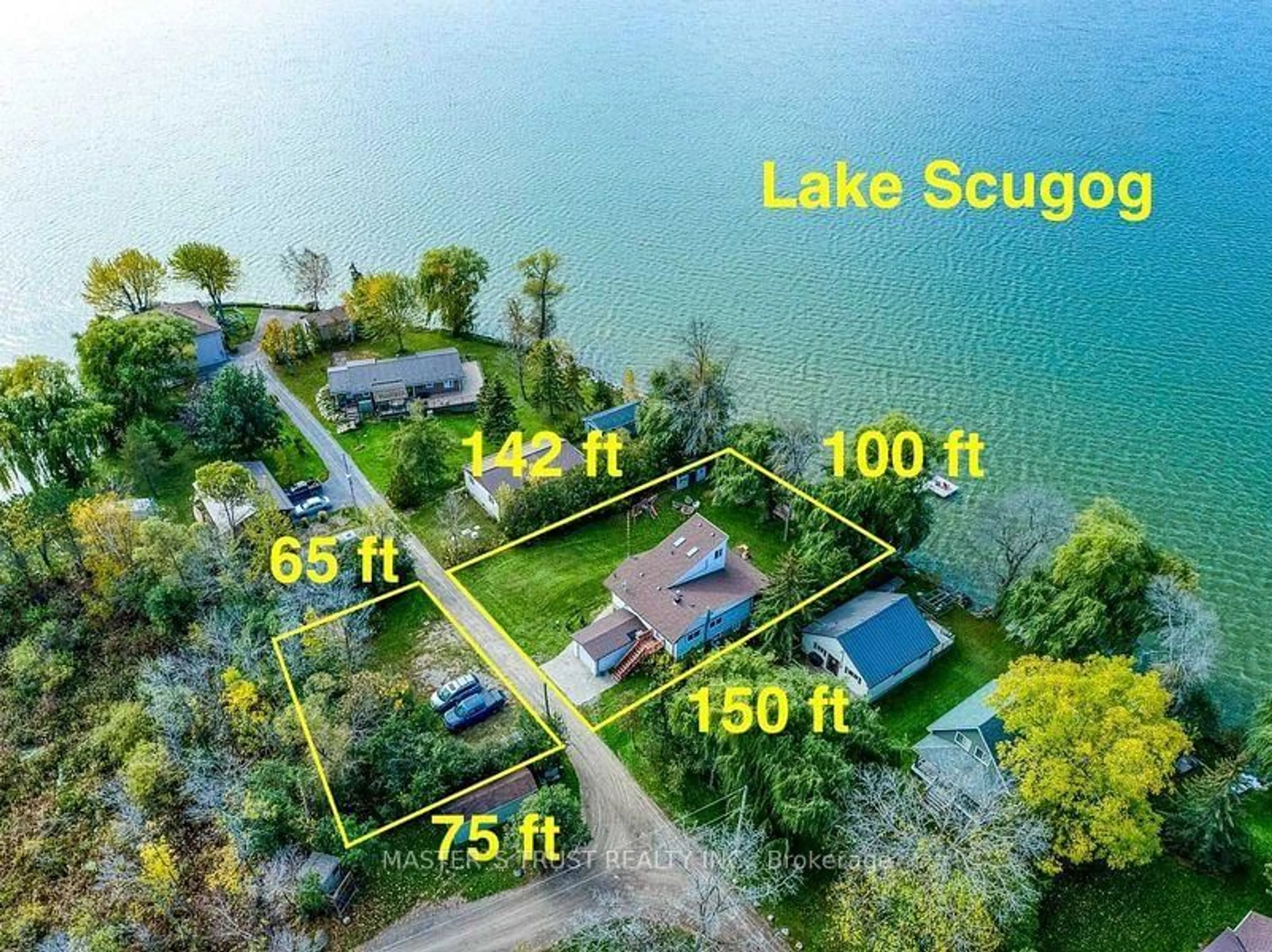 A pic from outside/outdoor area/front of a property/back of a property/a pic from drone, water/lake/river/ocean view for 16 Birch Island Rd, Scugog Ontario L0B 1K0