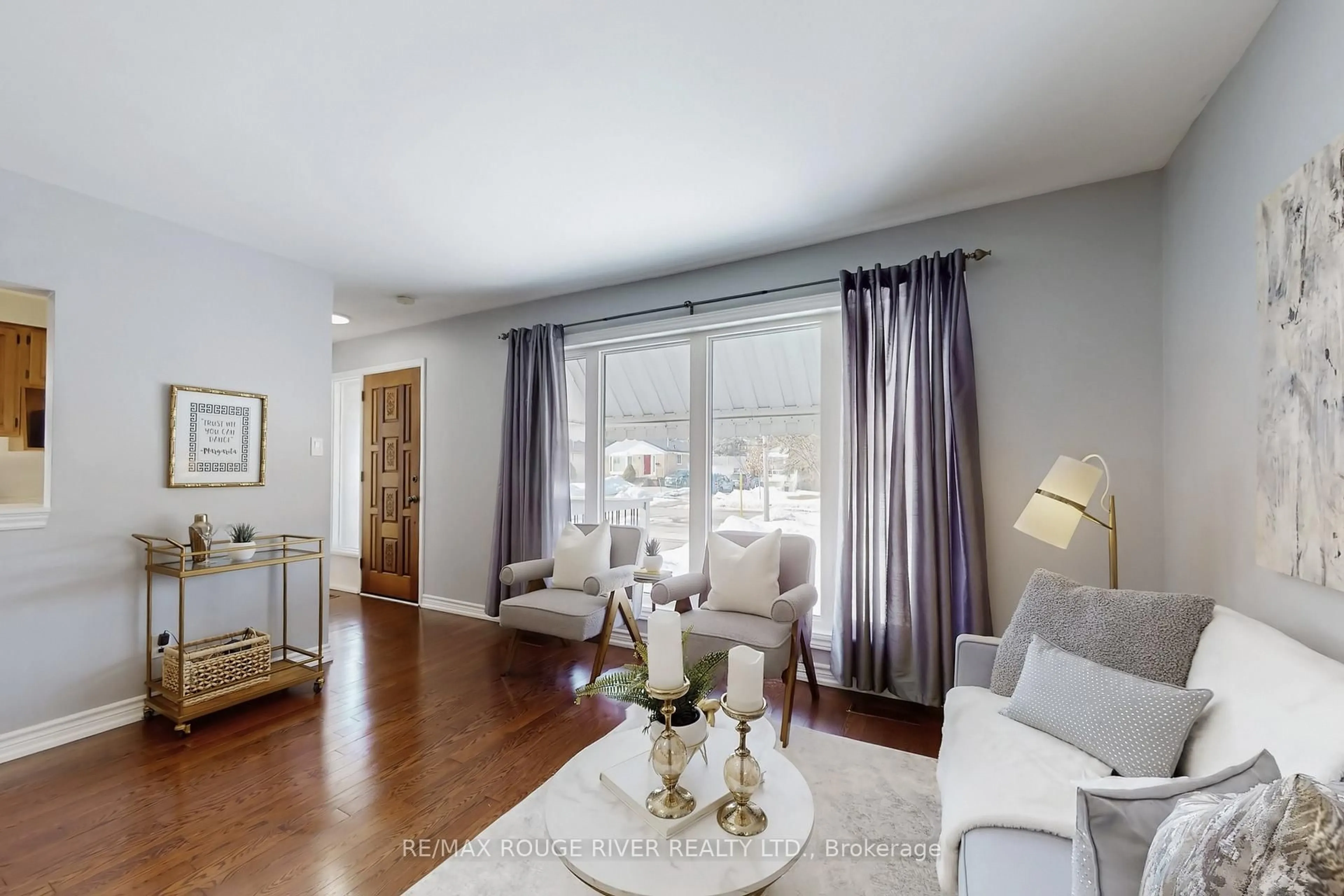 Living room with furniture, wood/laminate floor for 116 Lord Roberts Dr, Toronto Ontario M1K 3W8