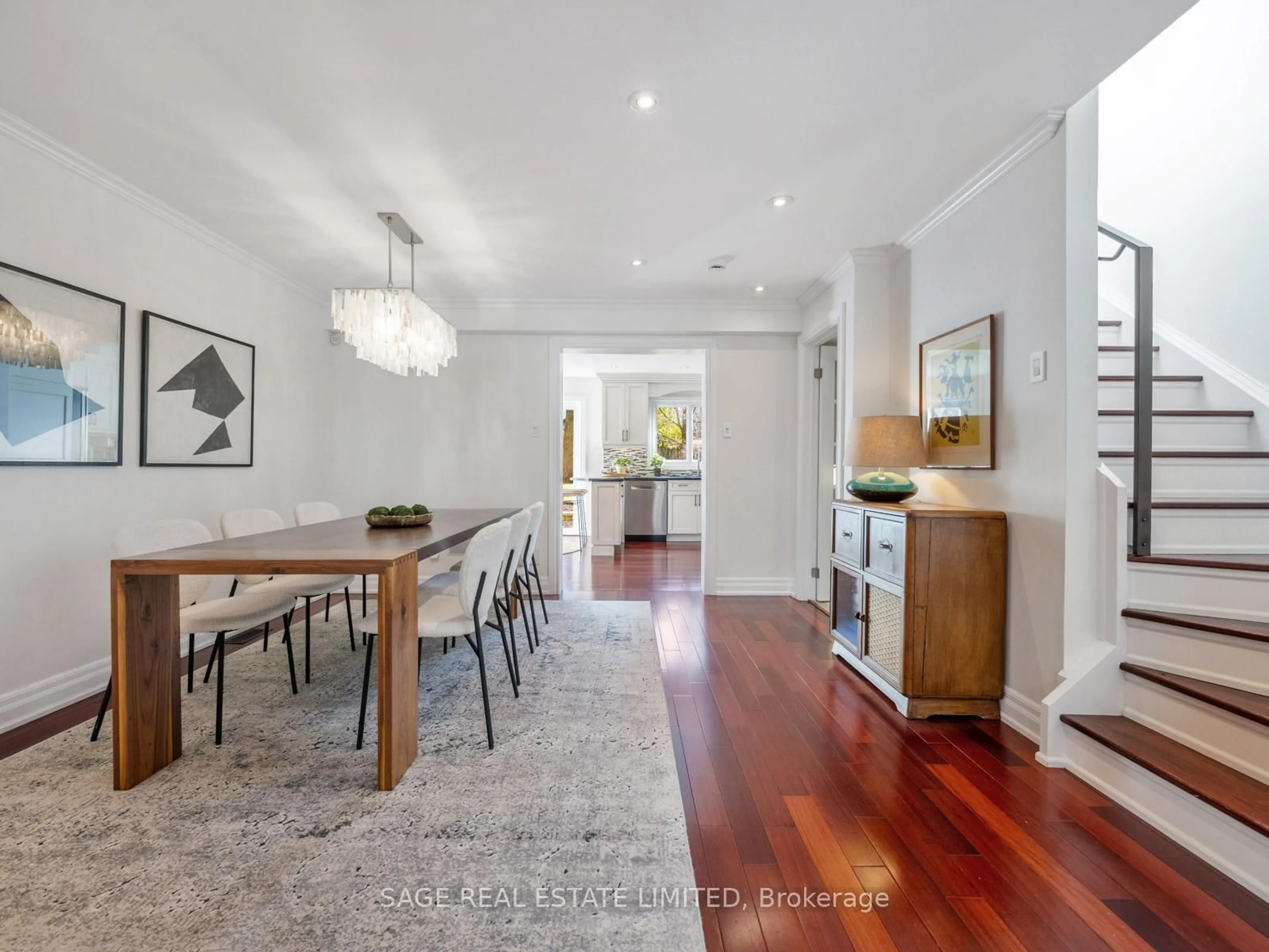 Dining room, wood/laminate floor for 137 Willow Ave, Toronto Ontario M4E 3K4