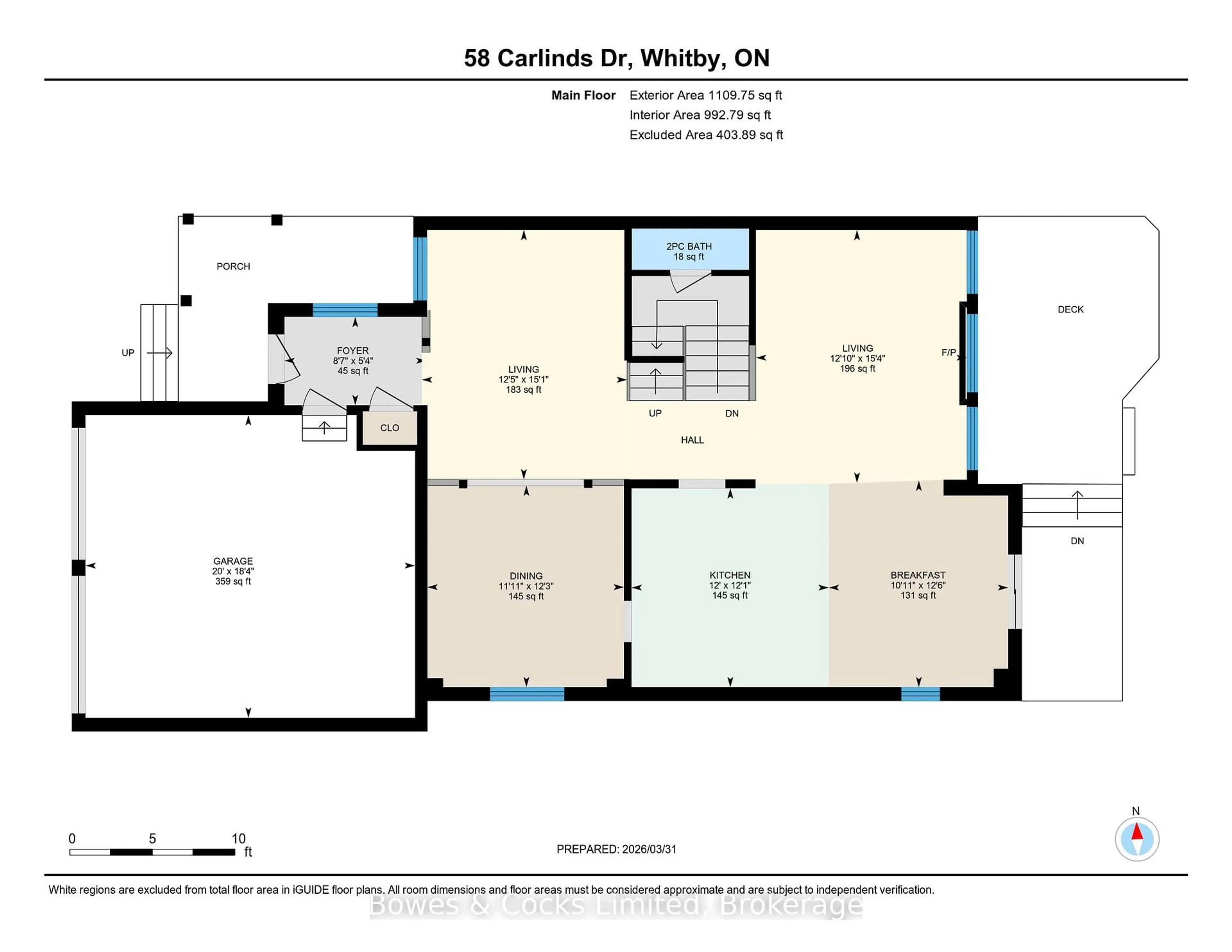 Floor plan for 58 Carlinds Dr, Whitby Ontario L1R 3B8