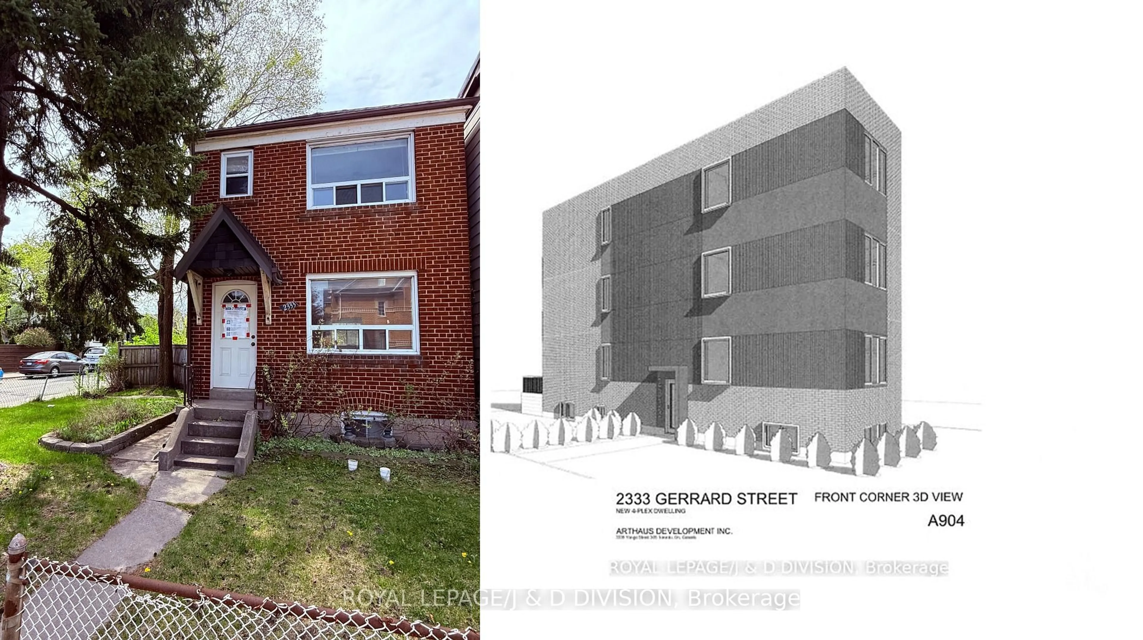 Home with brick exterior material, building for 2333 Gerrard St, Toronto Ontario M4E 2E5