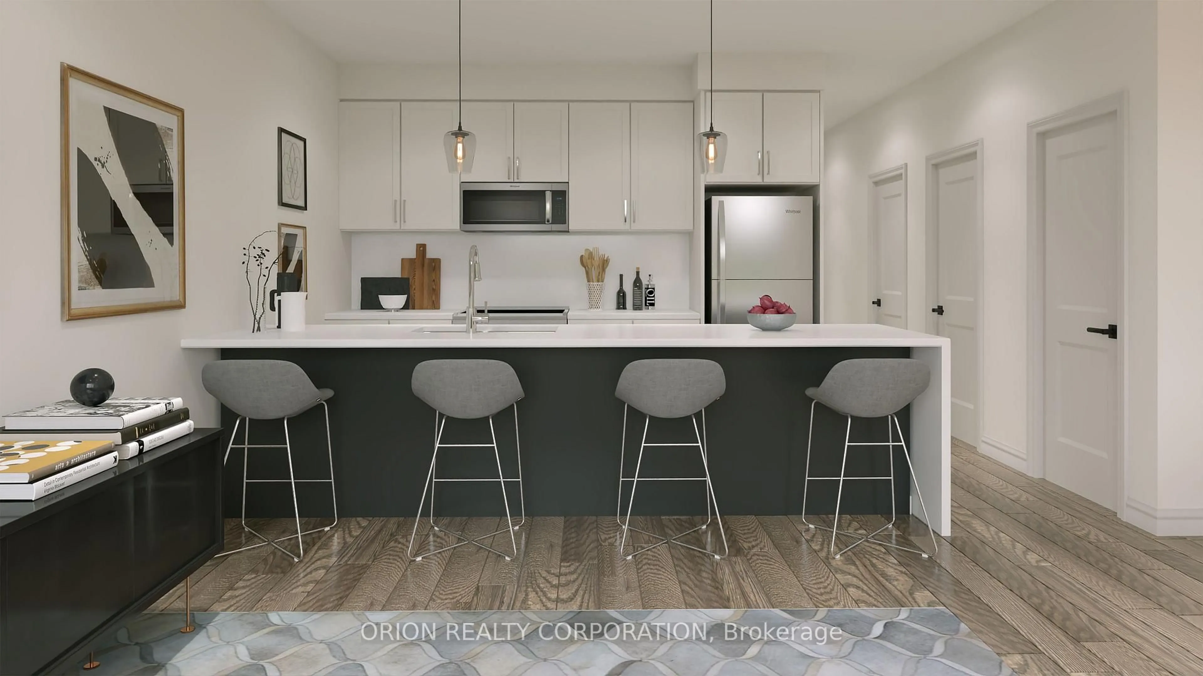 Open concept kitchen, ceramic/tile floor for 521 Rossland Rd #901, Ajax Ontario L1Z 0K8