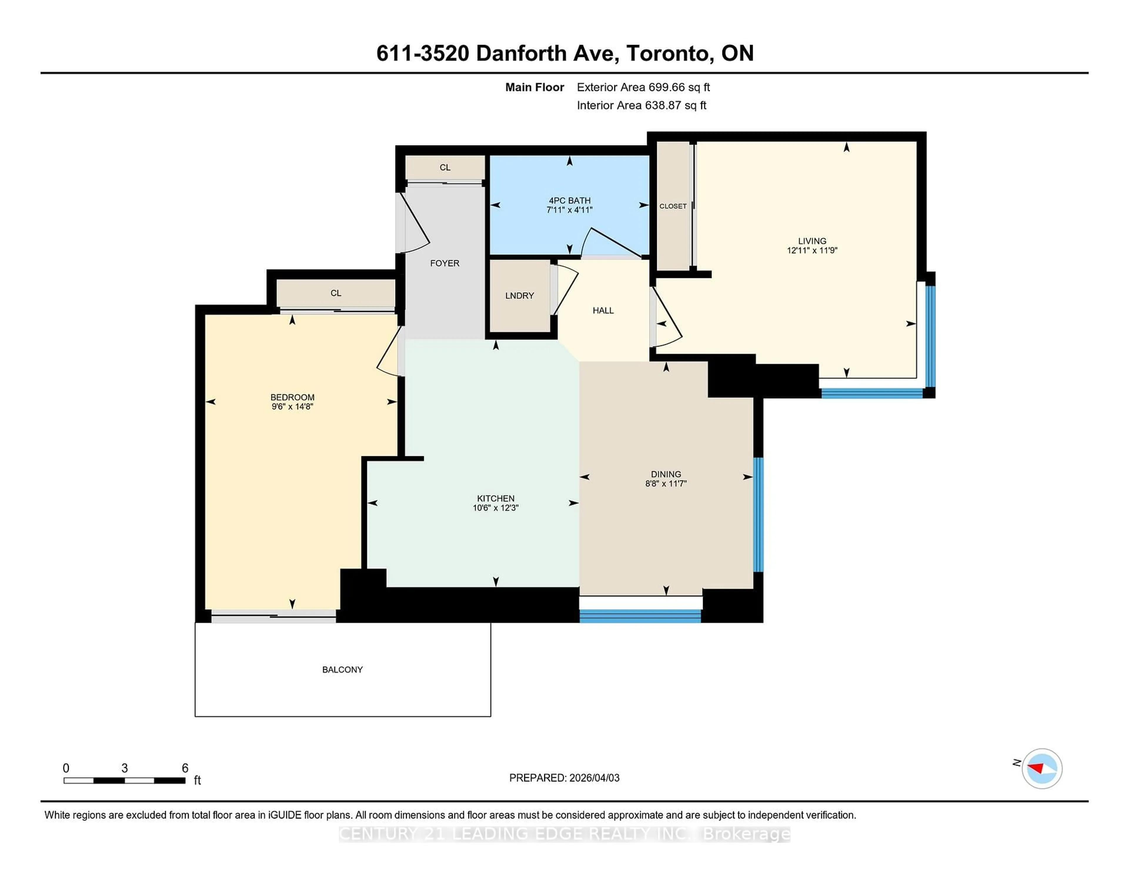 Floor plan for 3520 Danforth Ave #611, Toronto Ontario M1L 1E5