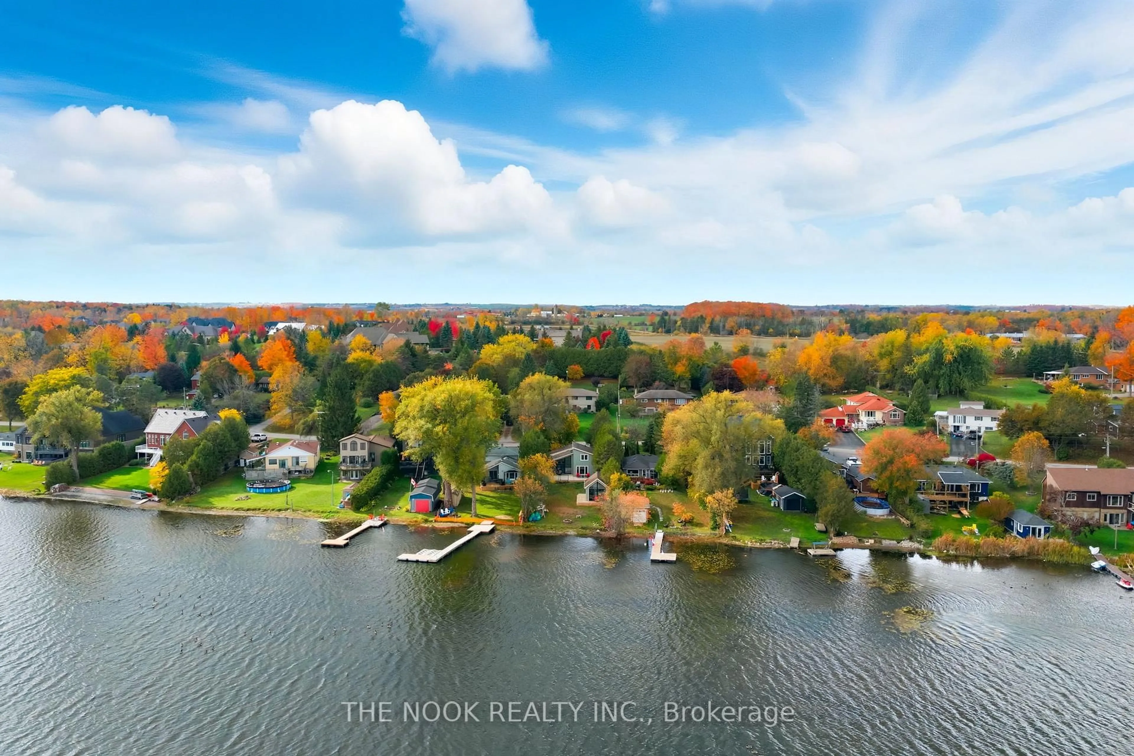 A pic from outside/outdoor area/front of a property/back of a property/a pic from drone, water/lake/river/ocean view for 55 Honey's Beach Rd, Scugog Ontario L9L 0B5