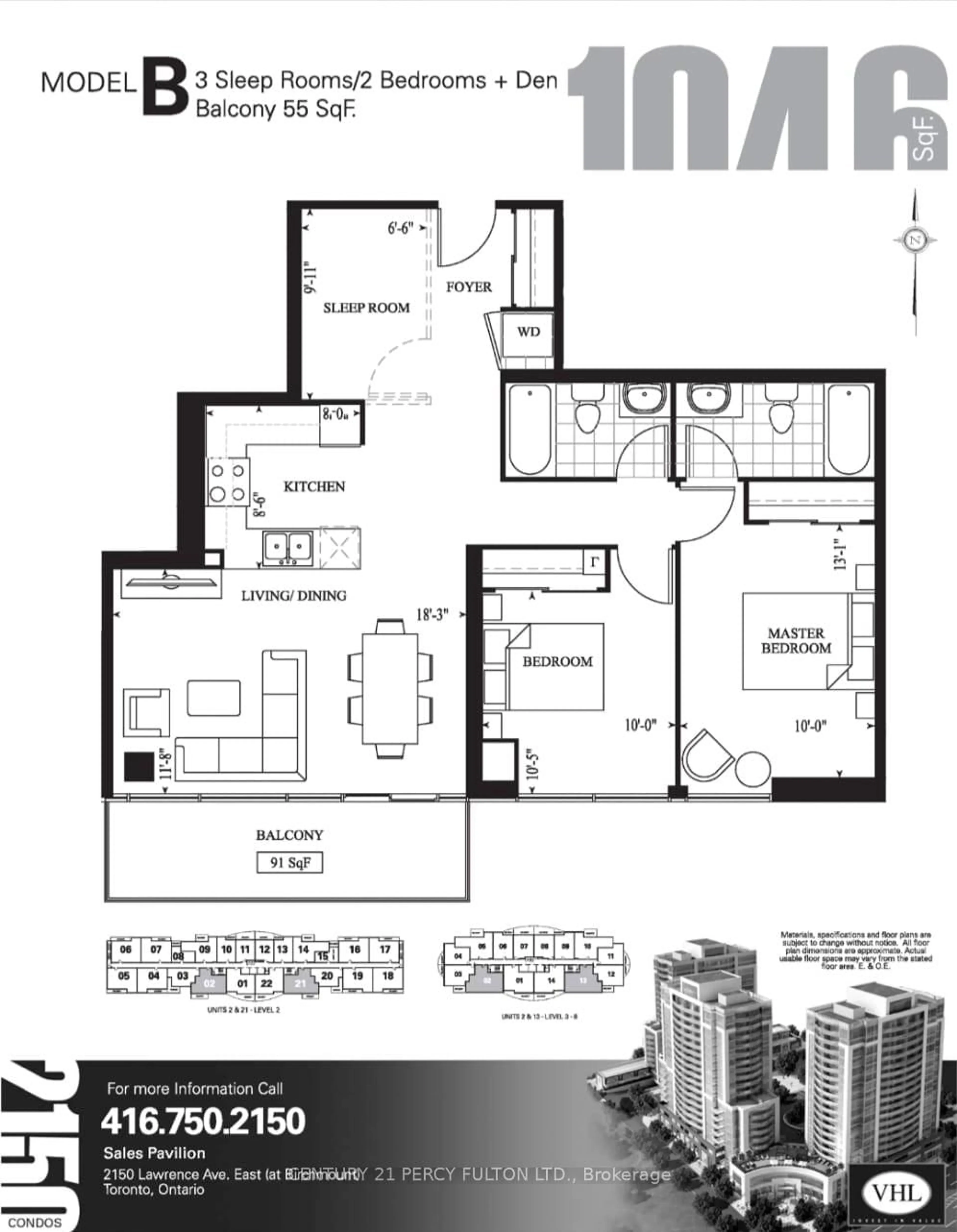Floor plan for 1328 Birchmount Rd #802, Toronto Ontario M1R 0B6