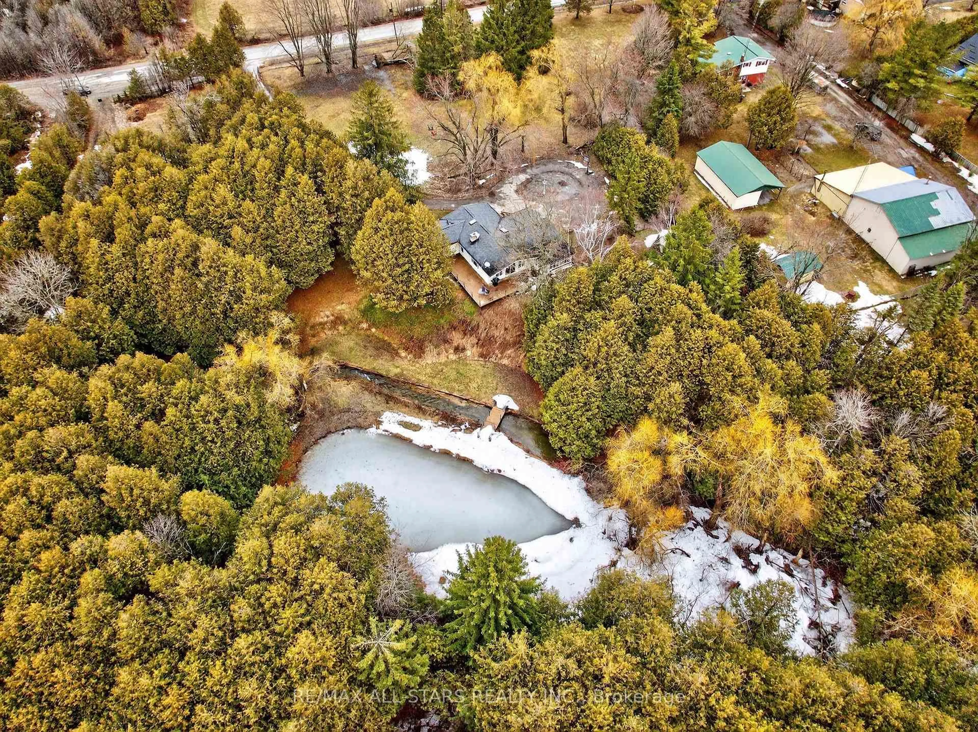 A pic from outside/outdoor area/front of a property/back of a property/a pic from drone, forest/trees view for 1130 Scugog 14 Line, Scugog Ontario L0C 1H0