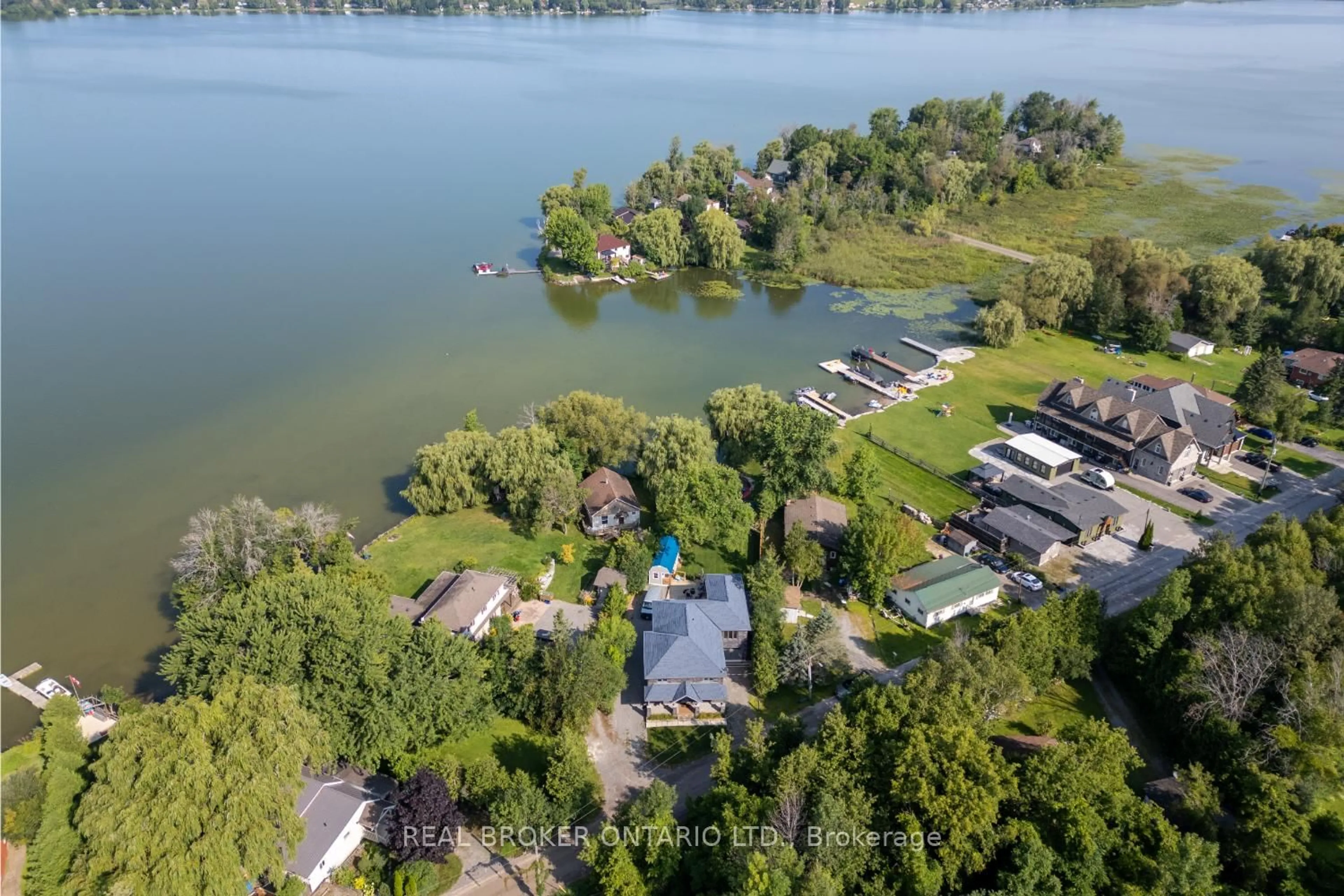 A pic from outside/outdoor area/front of a property/back of a property/a pic from drone, water/lake/river/ocean view for 526 View Lake Rd, Scugog Ontario L0B 1K0