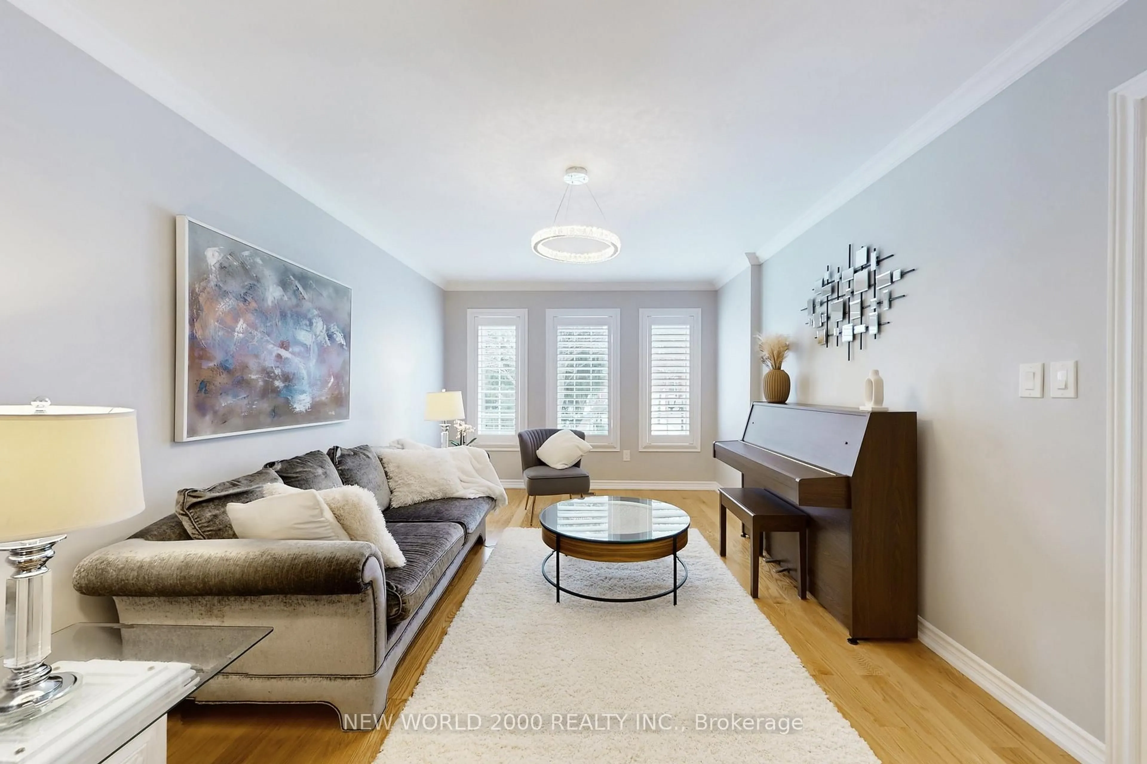 Living room with furniture, wood/laminate floor for 7 Finnegan Pl, Whitby Ontario L1R 2G2