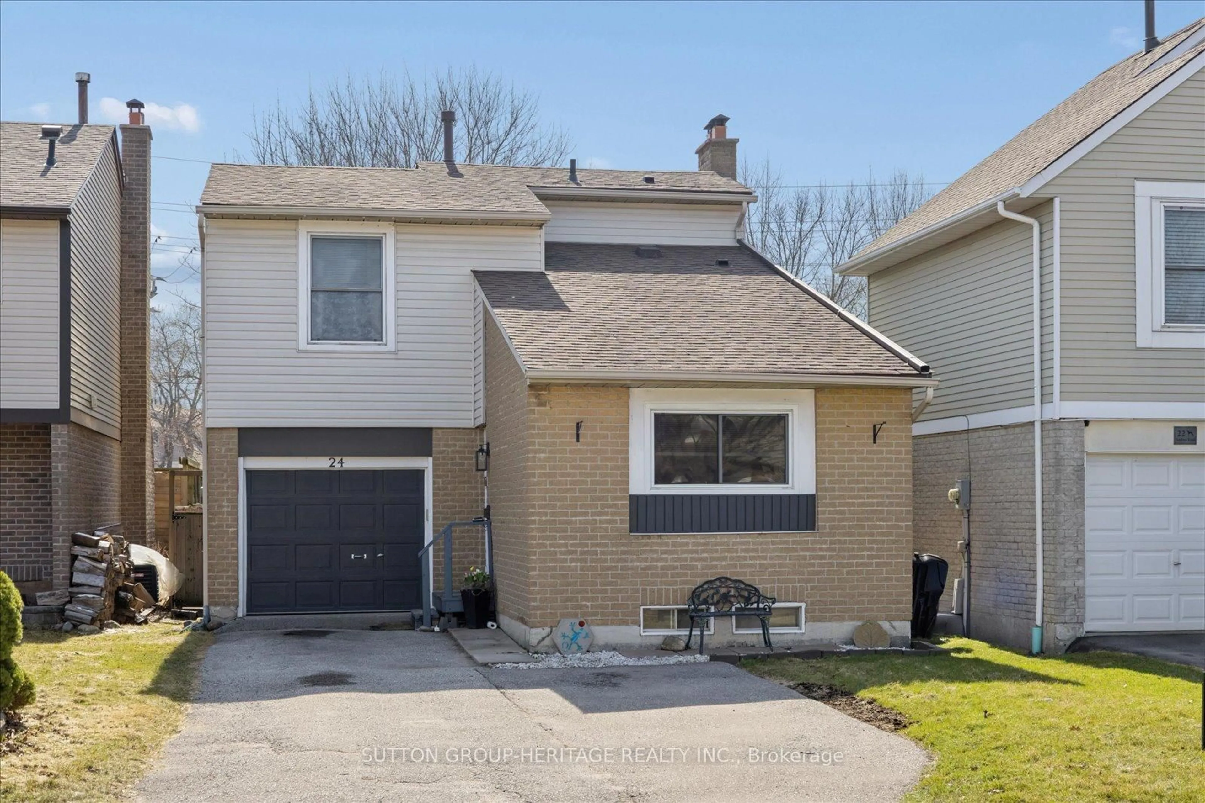 Home with vinyl exterior material, street for 24 Andrea Rd, Ajax Ontario L1S 3V7