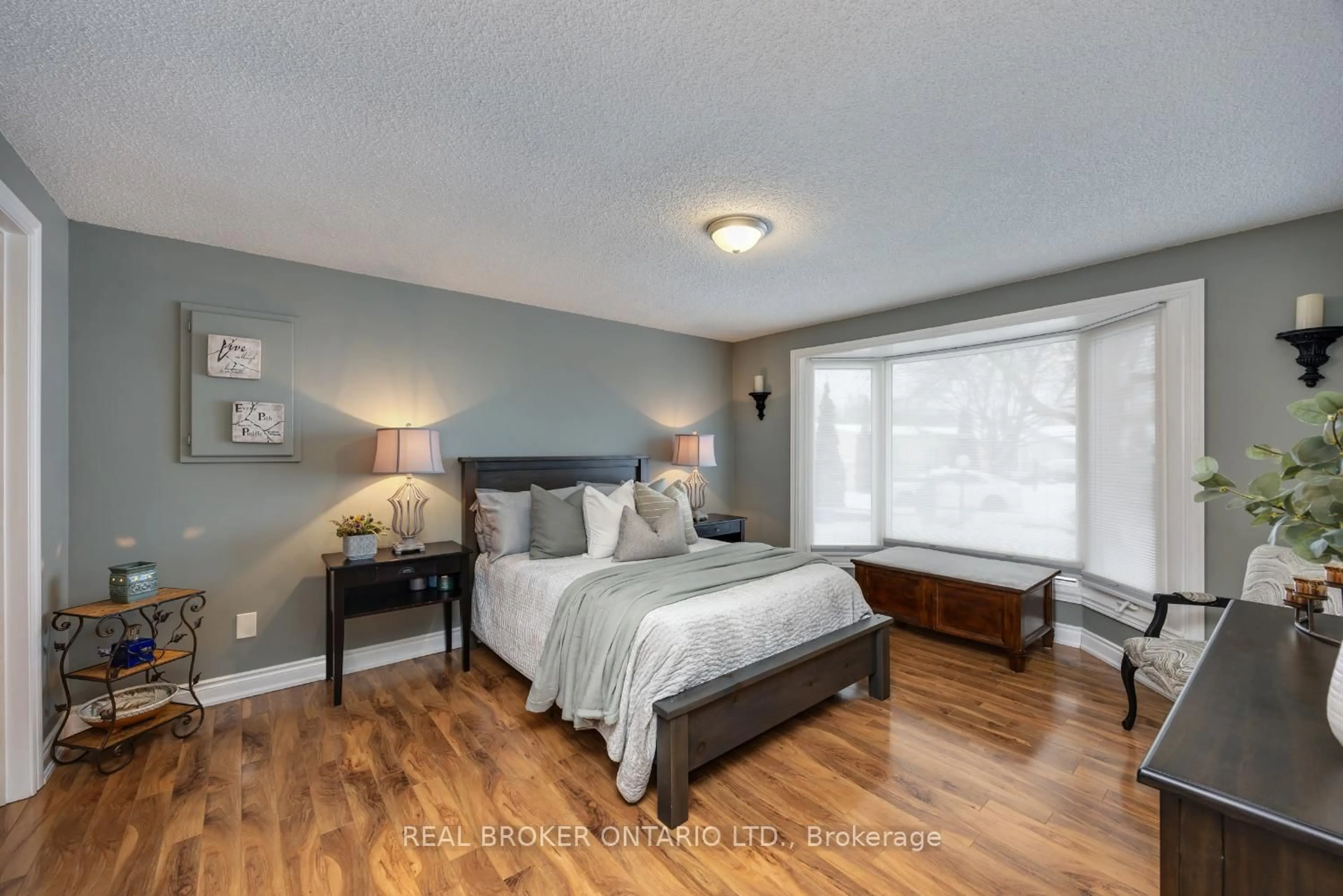 Bedroom with bed, wood/laminate floor for 22 Champlain Crt, Clarington Ontario L1B 1A5