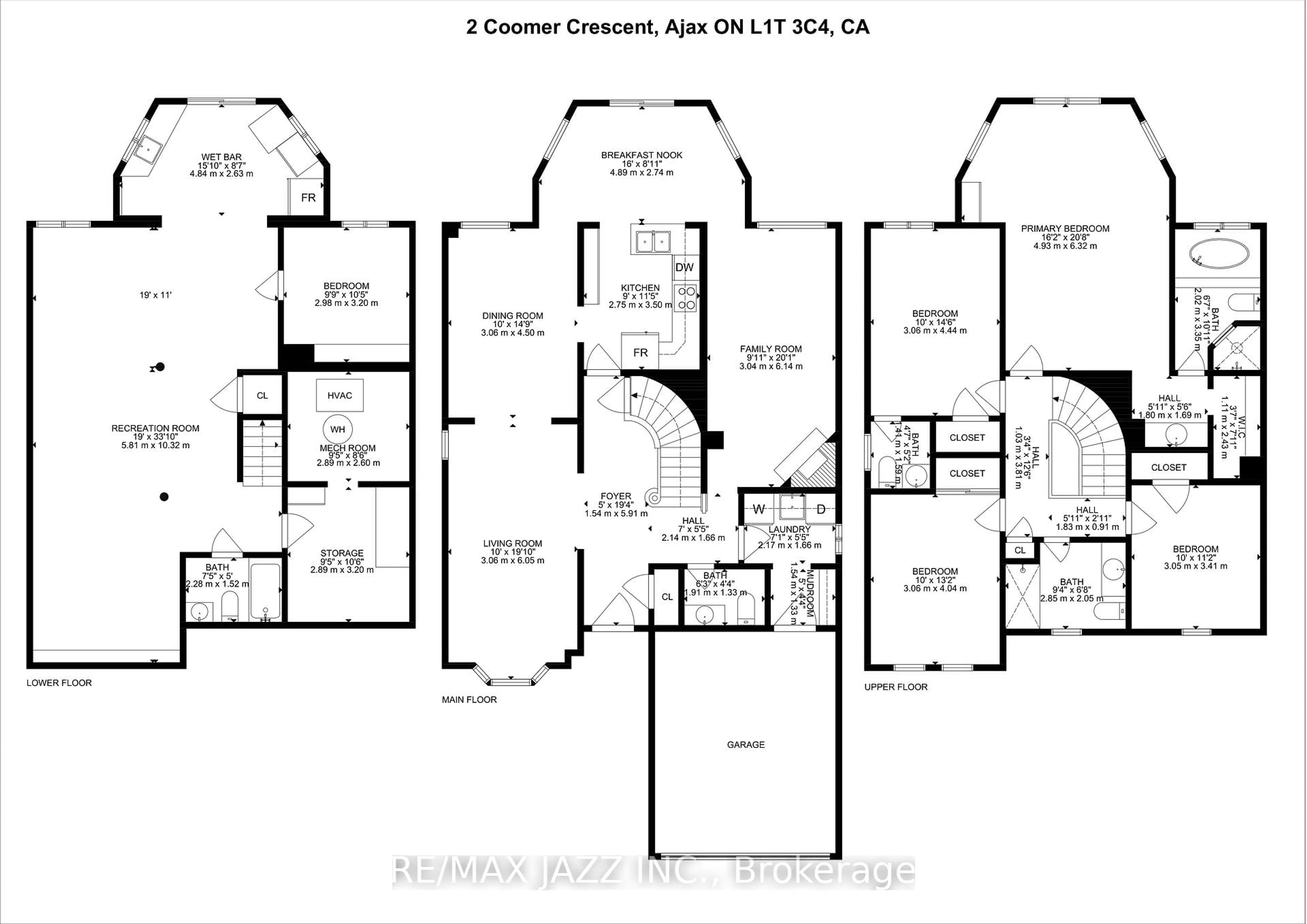 Floor plan for 2 Coomer Cres, Ajax Ontario L1T 3B6