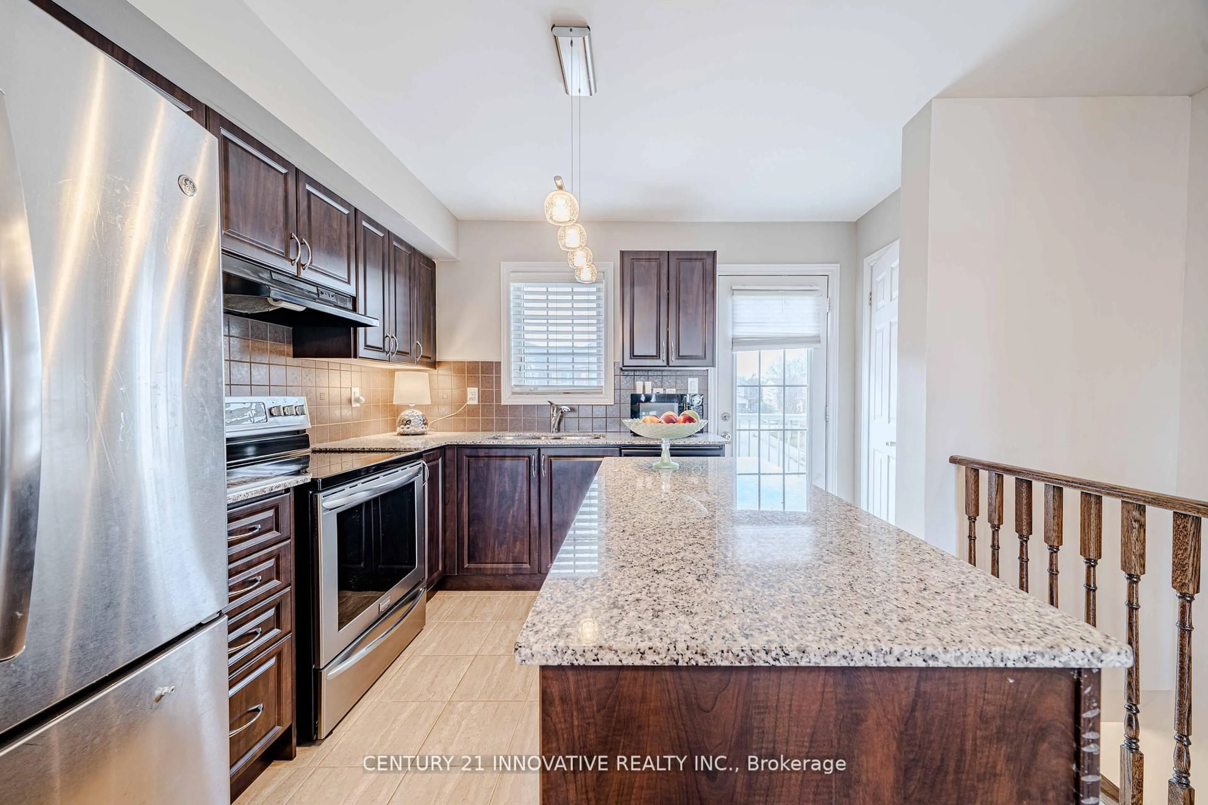 Open concept kitchen, ceramic/tile floor for 61 Cooperage Lane, Ajax Ontario L1S 5C3