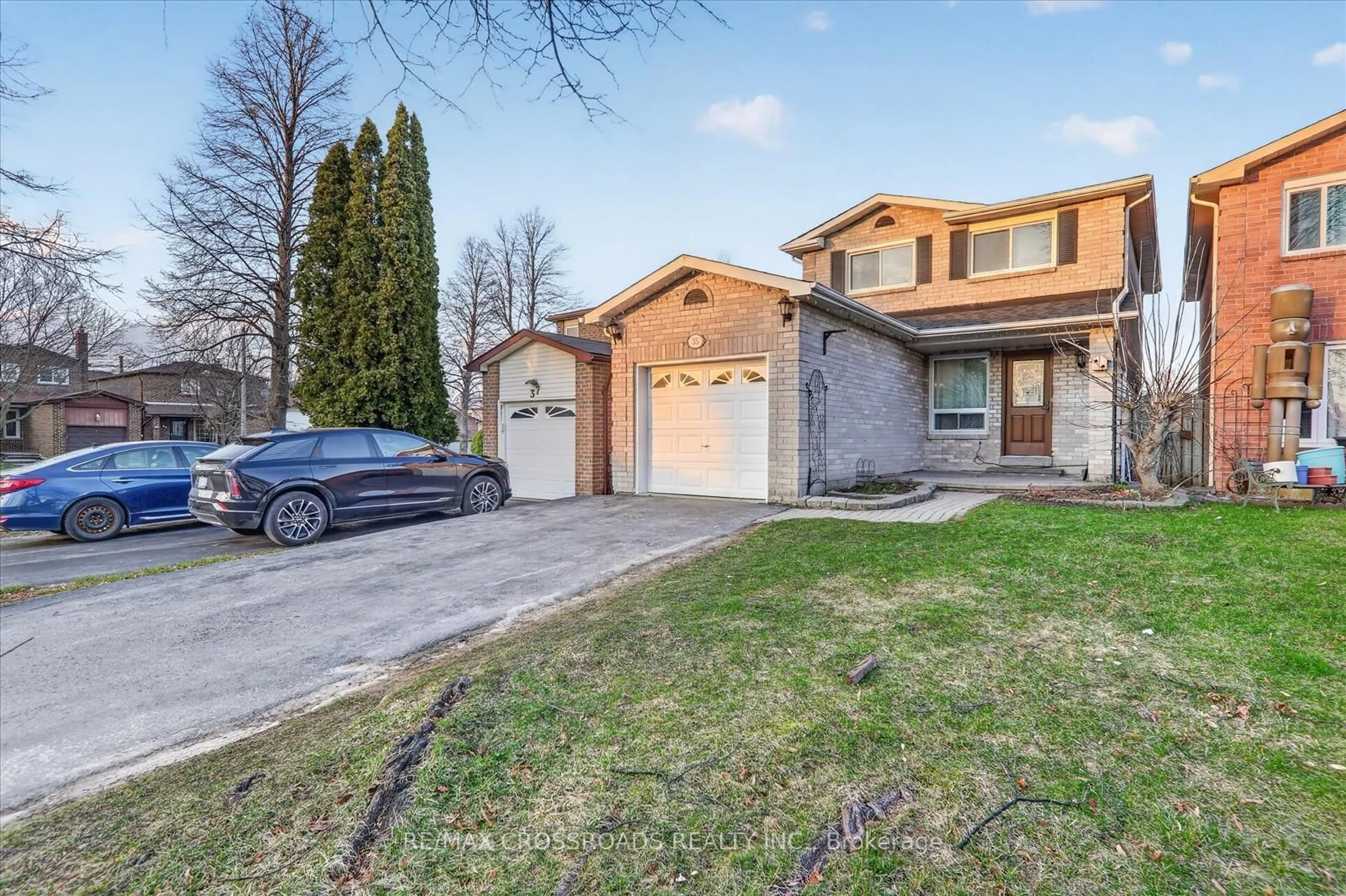 Home with brick exterior material, street for 35 Harley Dr, Ajax Ontario L1S 5X6