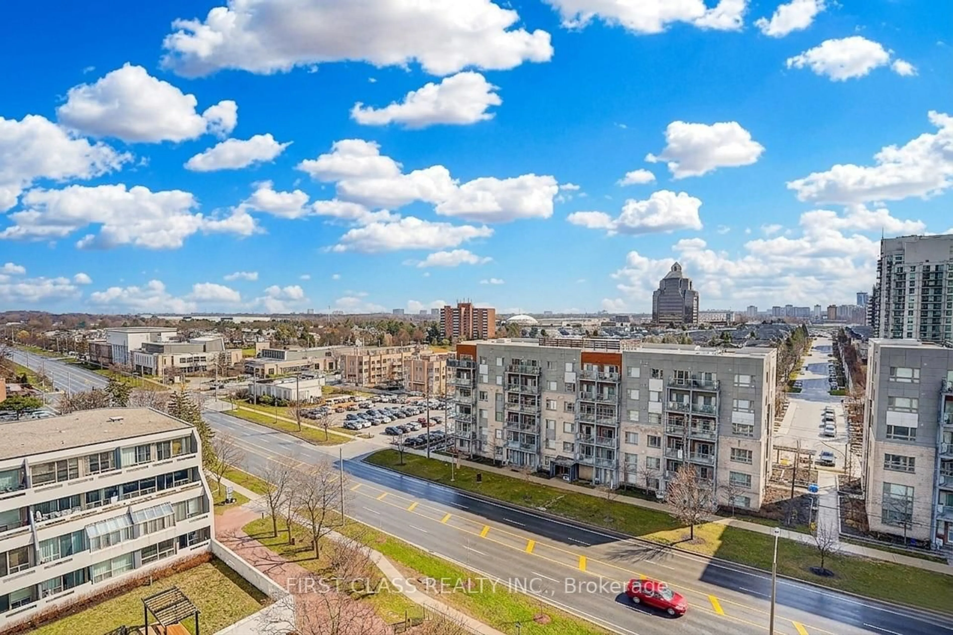 A pic from outside/outdoor area/front of a property/back of a property/a pic from drone, city buildings view from balcony for 5580 Sheppard Ave #1003, Toronto Ontario M1B 2L3