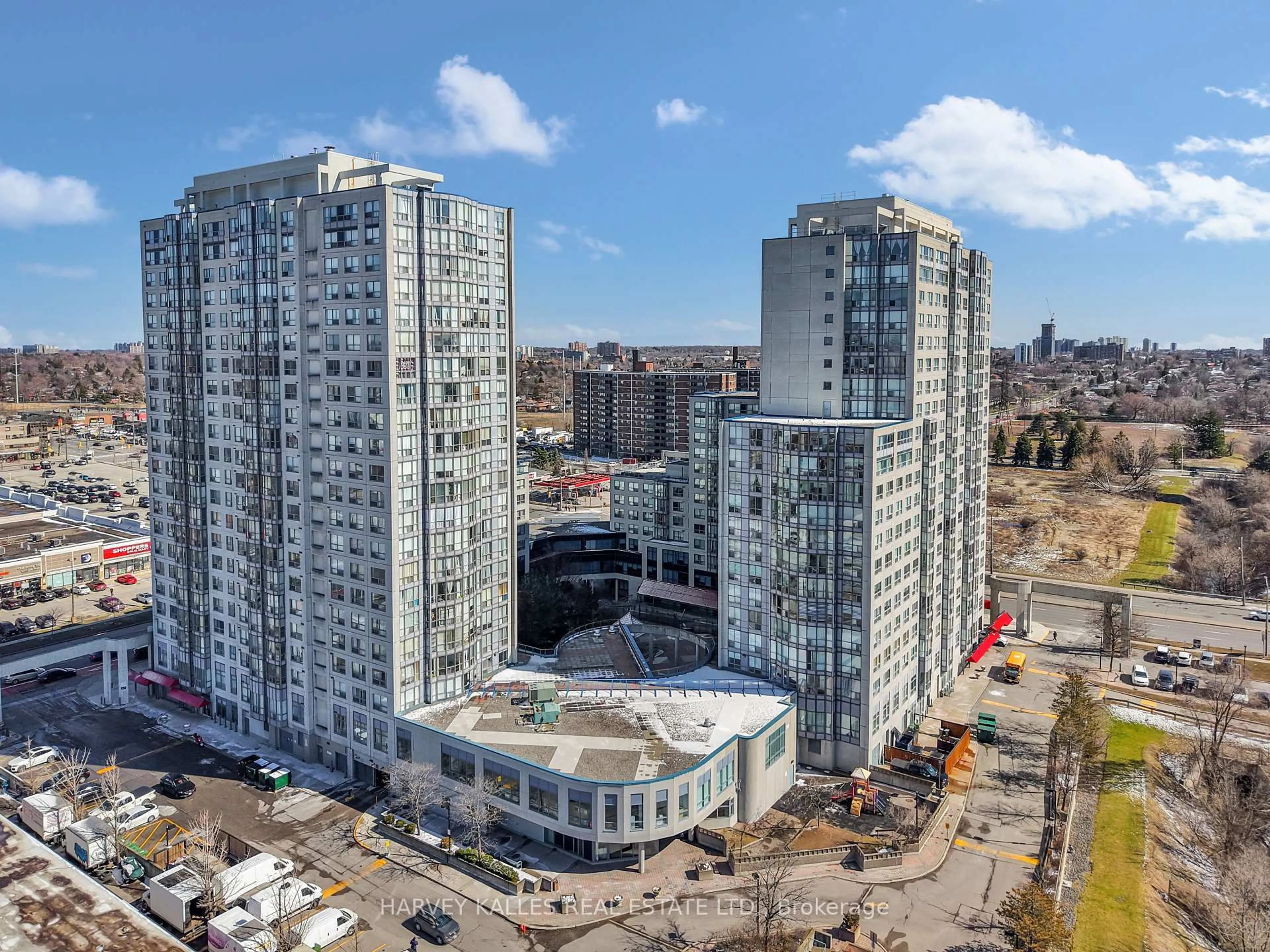 A pic from outside/outdoor area/front of a property/back of a property/a pic from drone, city buildings view from balcony for 1470 Midland Ave #609, Toronto Ontario M1P 4Z4