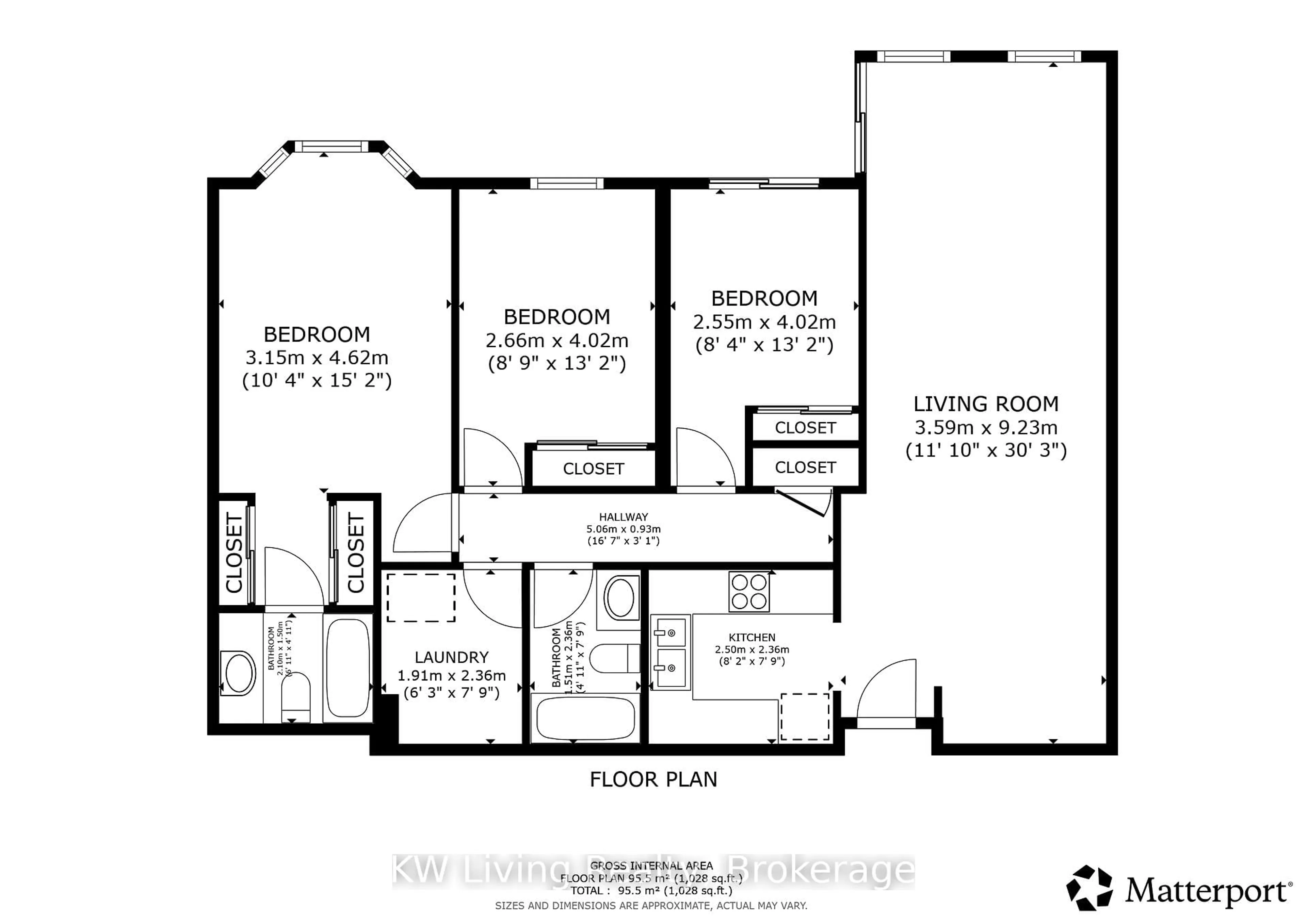 Floor plan for 1525 Diefenbaker Crt #402, Pickering Ontario L1V 3W1