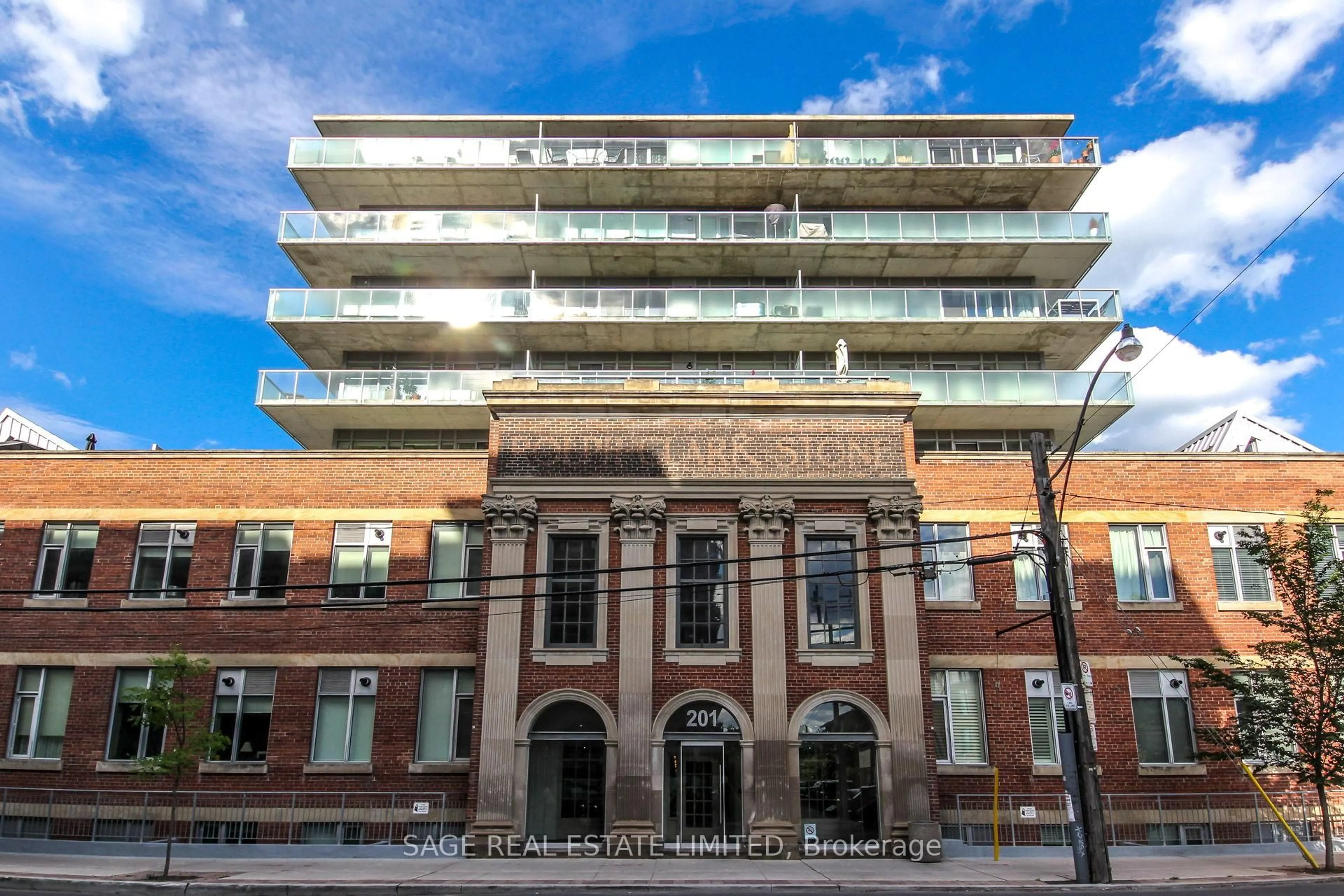 Home with brick exterior material, building for 201 Carlaw Ave #411, Toronto Ontario M4M 2S3