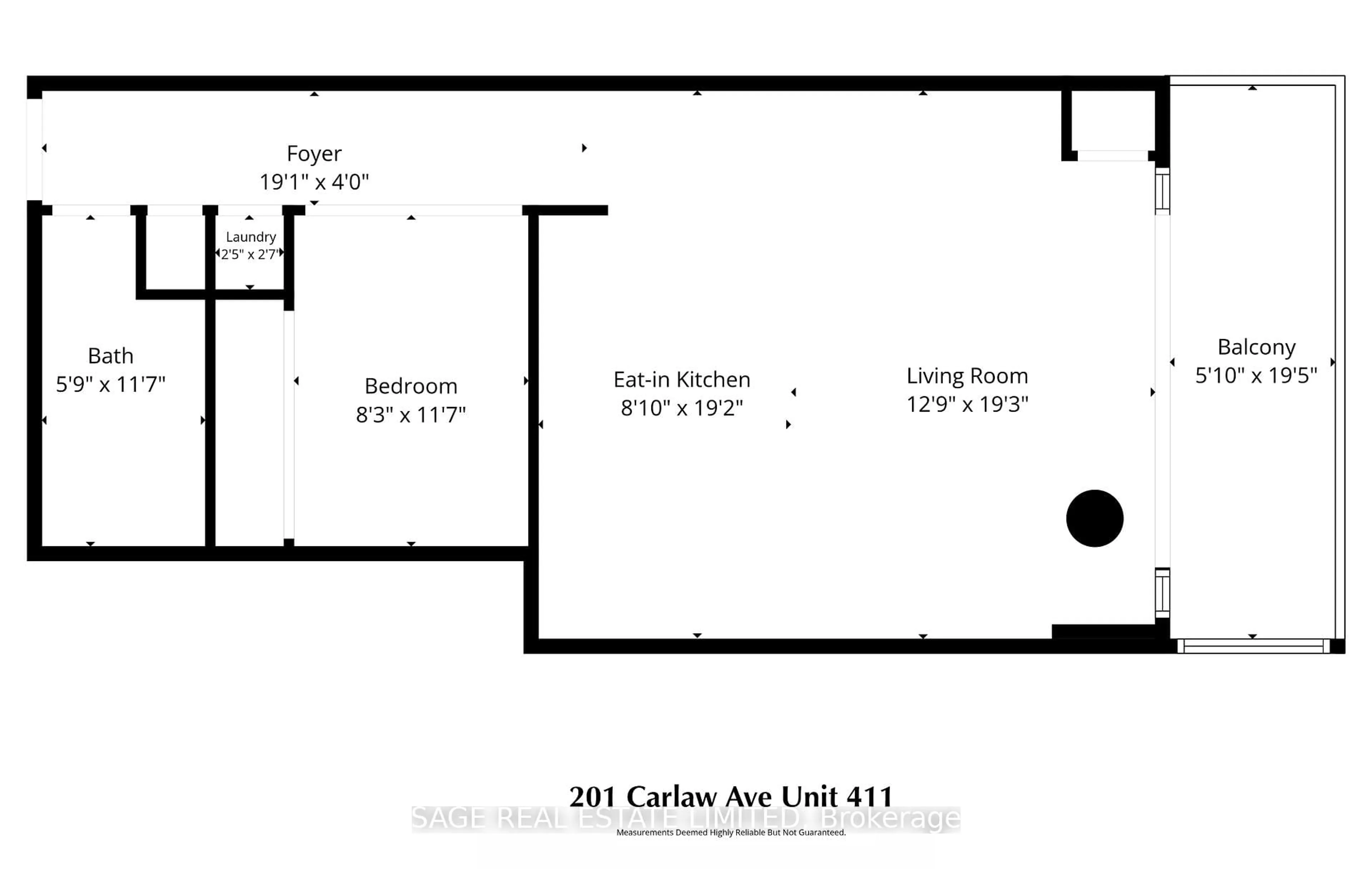 Floor plan for 201 Carlaw Ave #411, Toronto Ontario M4M 2S3