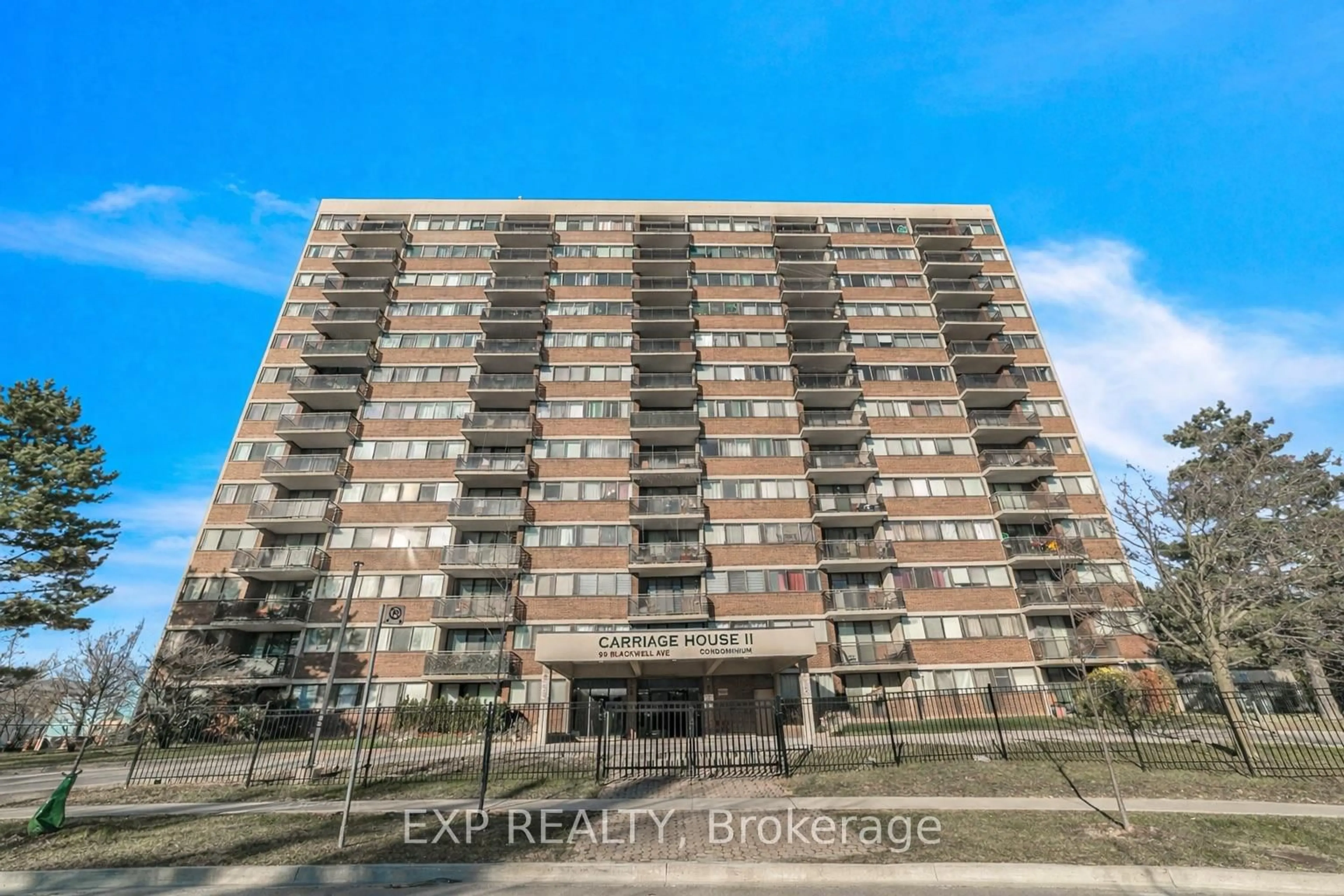 A pic from outside/outdoor area/front of a property/back of a property/a pic from drone, building for 99 Blackwell Ave #310, Toronto Ontario M1B 3R5