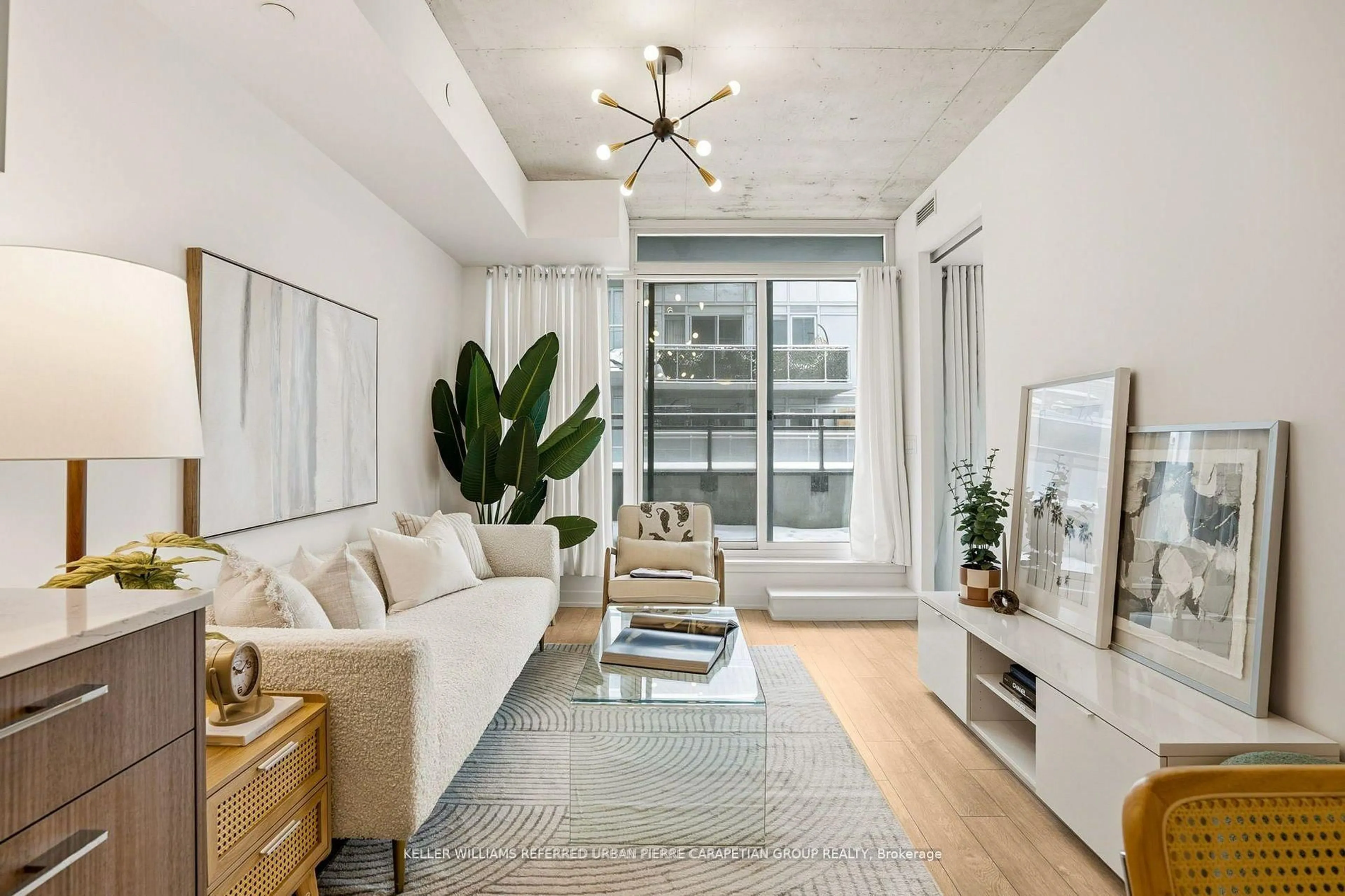 Living room with furniture, unknown for 45 Baseball Pl #507, Toronto Ontario M4M 0H1