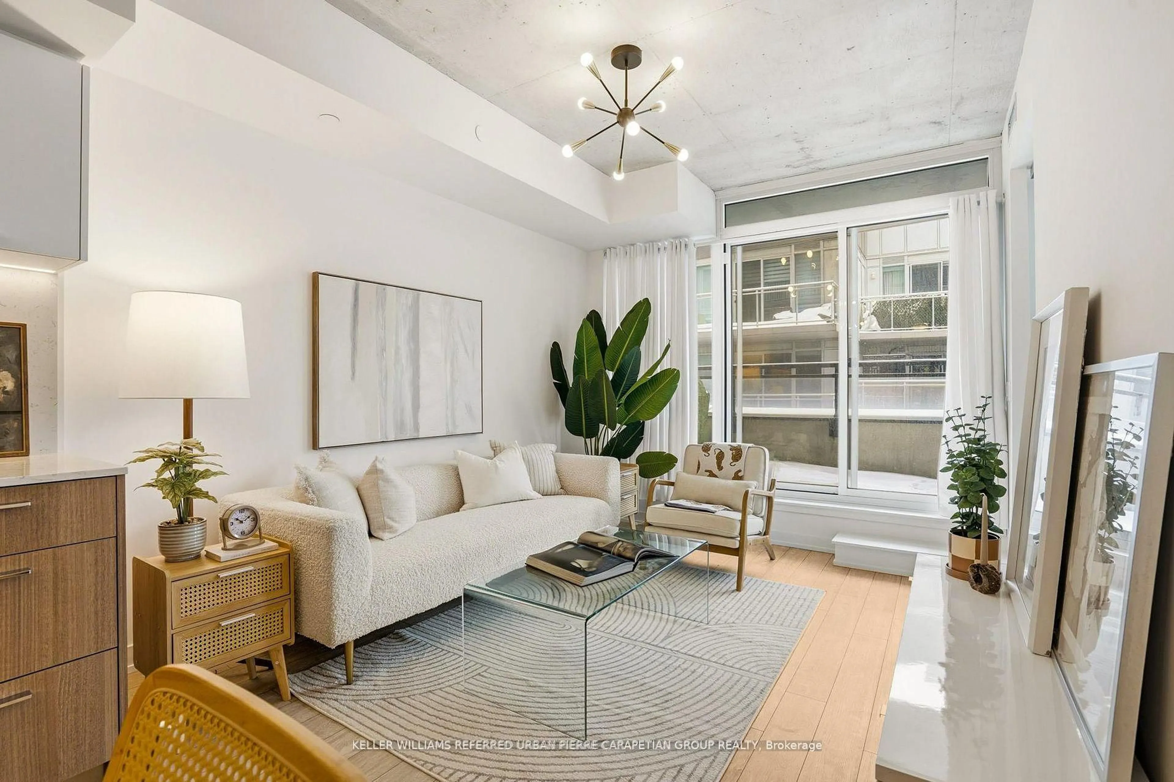 Living room with furniture, unknown for 45 Baseball Pl #507, Toronto Ontario M4M 0H1