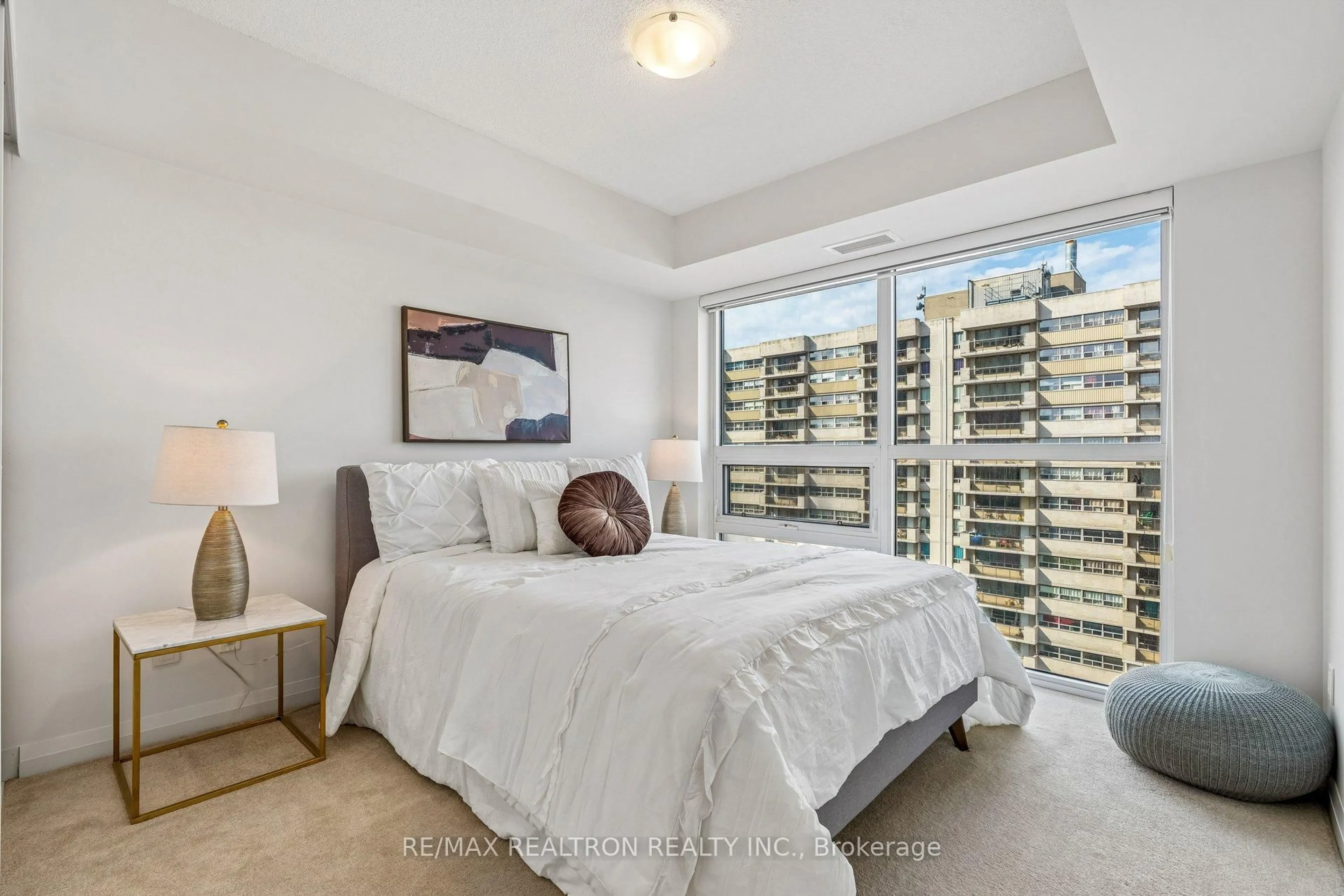 Bedroom with bed, unknown for 30 Meadowglen Pl #1503, Toronto Ontario M1G 0A6