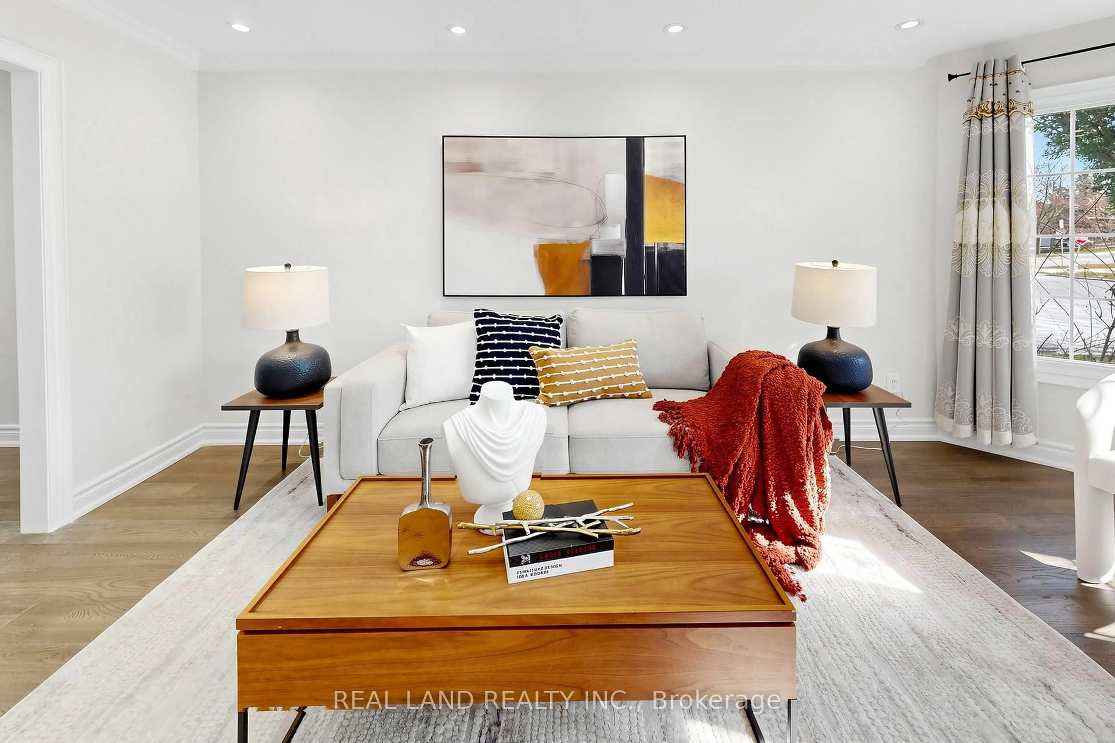 Living room with furniture, wood/laminate floor for 36 Boxdene Ave, Toronto Ontario M1V 3E3