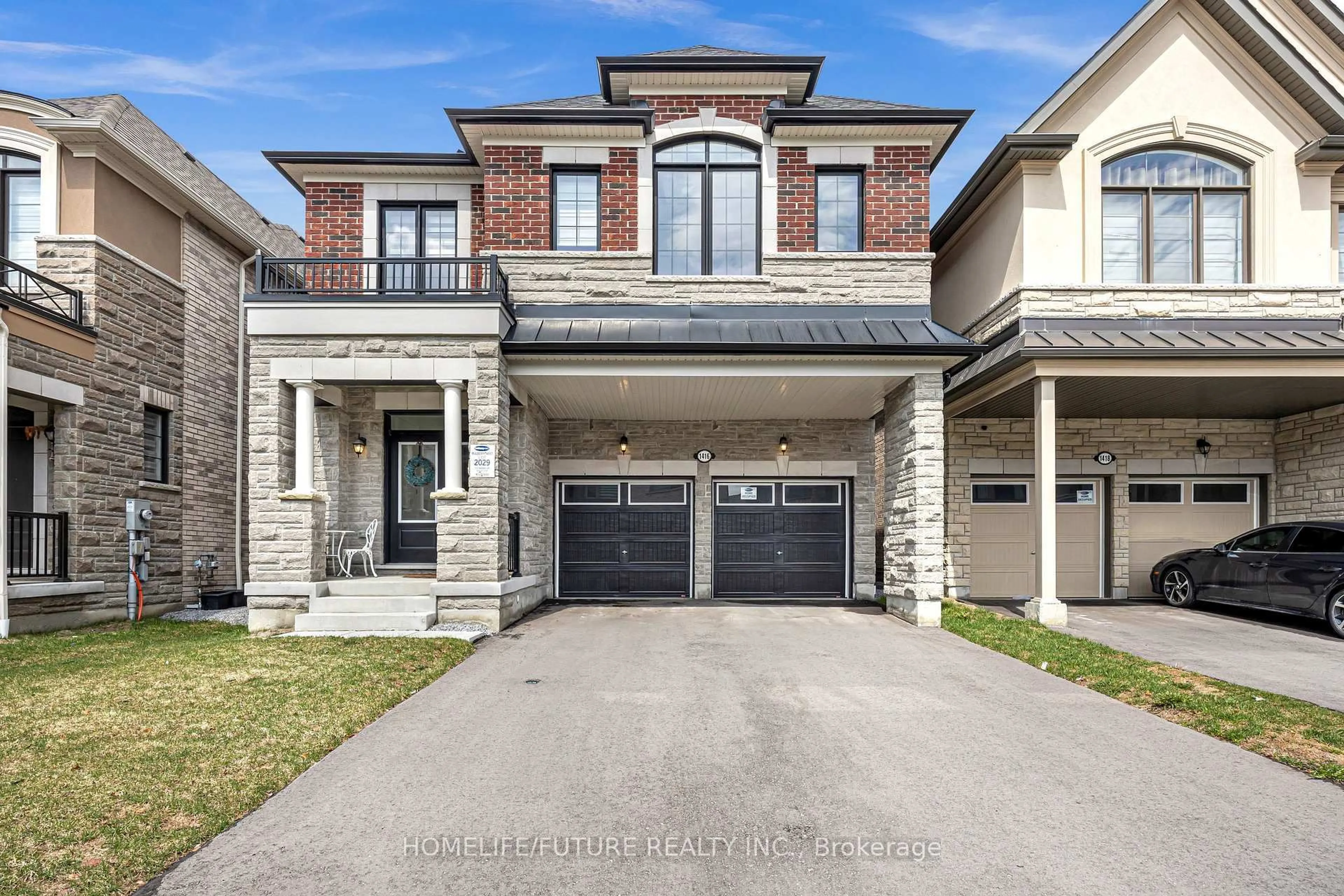 Home with brick exterior material, street for 1416 Swallowtail Lane, Pickering Ontario L1X 0N8