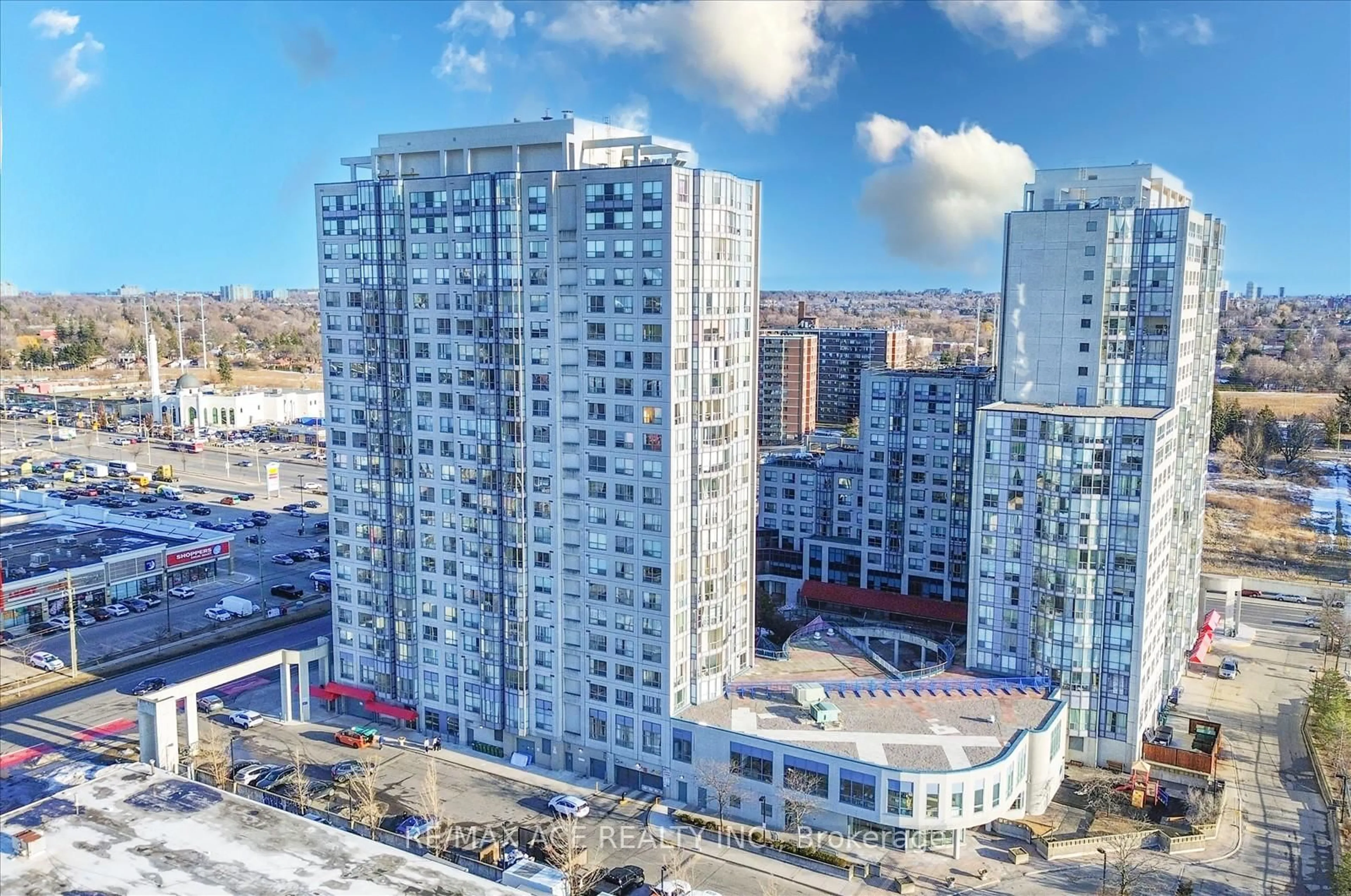 A pic from outside/outdoor area/front of a property/back of a property/a pic from drone, city buildings view from balcony for 1470 Midland Ave #1410, Toronto Ontario M1P 4Z4