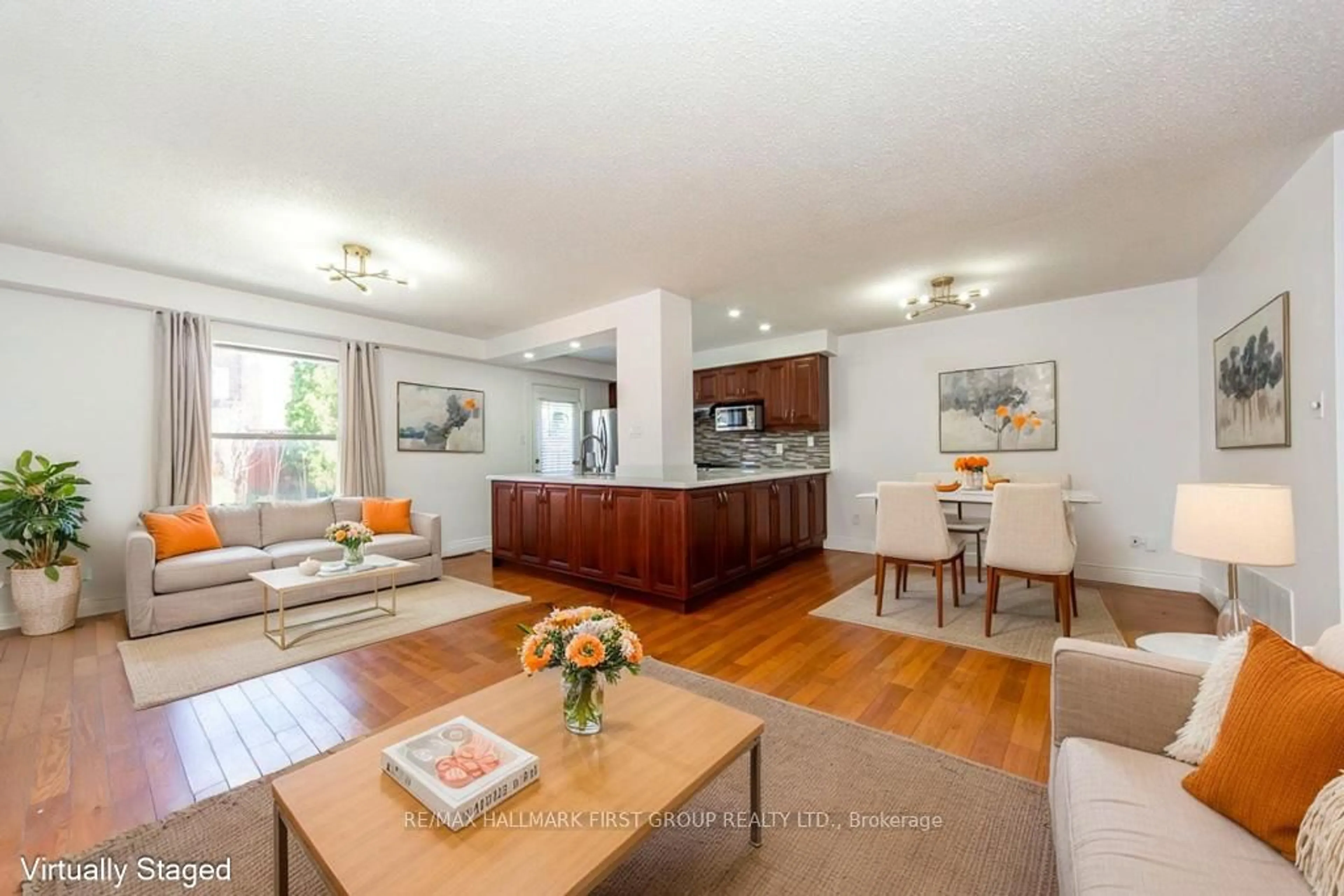 Living room with furniture, wood/laminate floor for 1513 Fieldgate Dr, Oshawa Ontario L1K 2L6