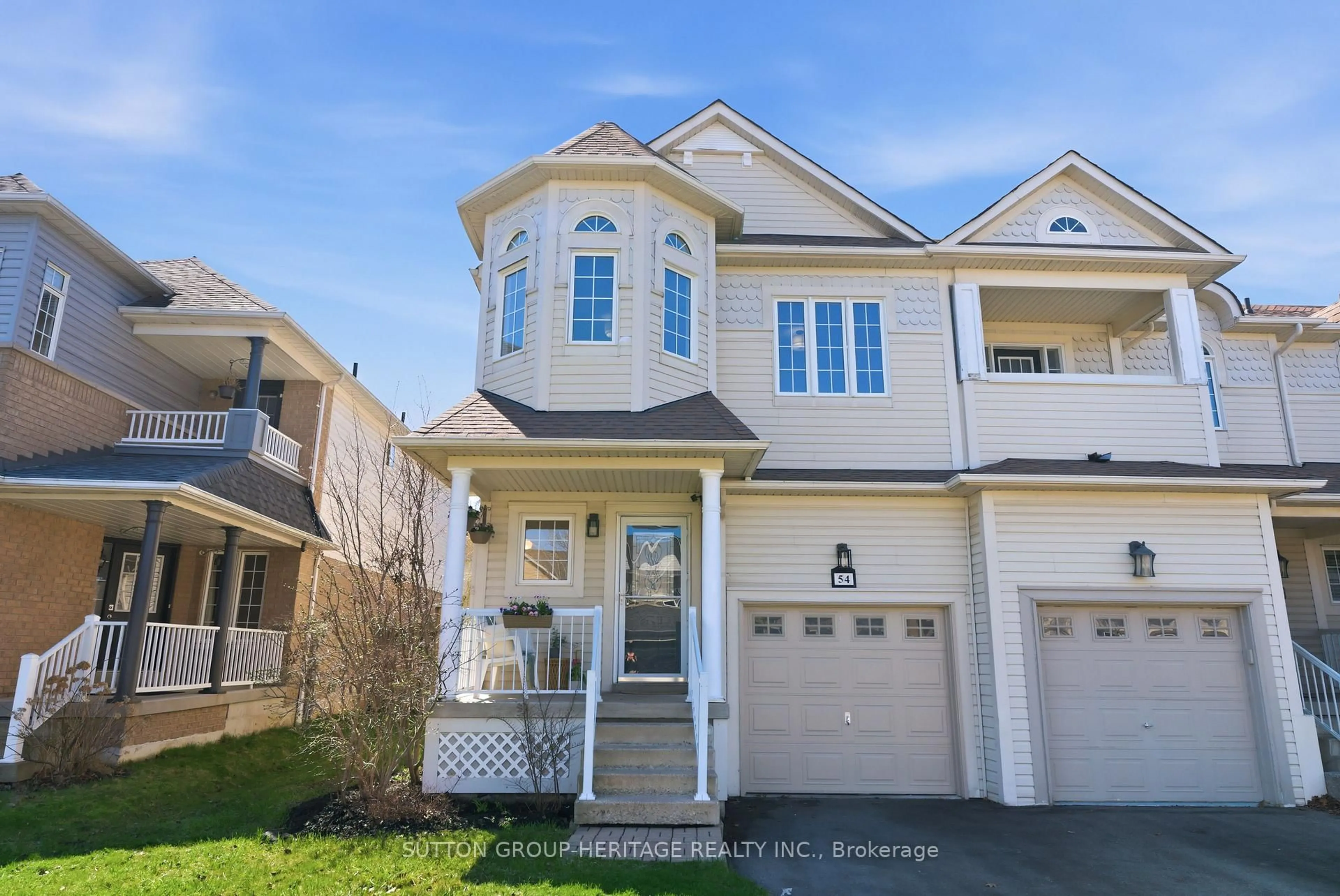 Home with vinyl exterior material, street for 54 Tallships Dr, Whitby Ontario L1N 9X7