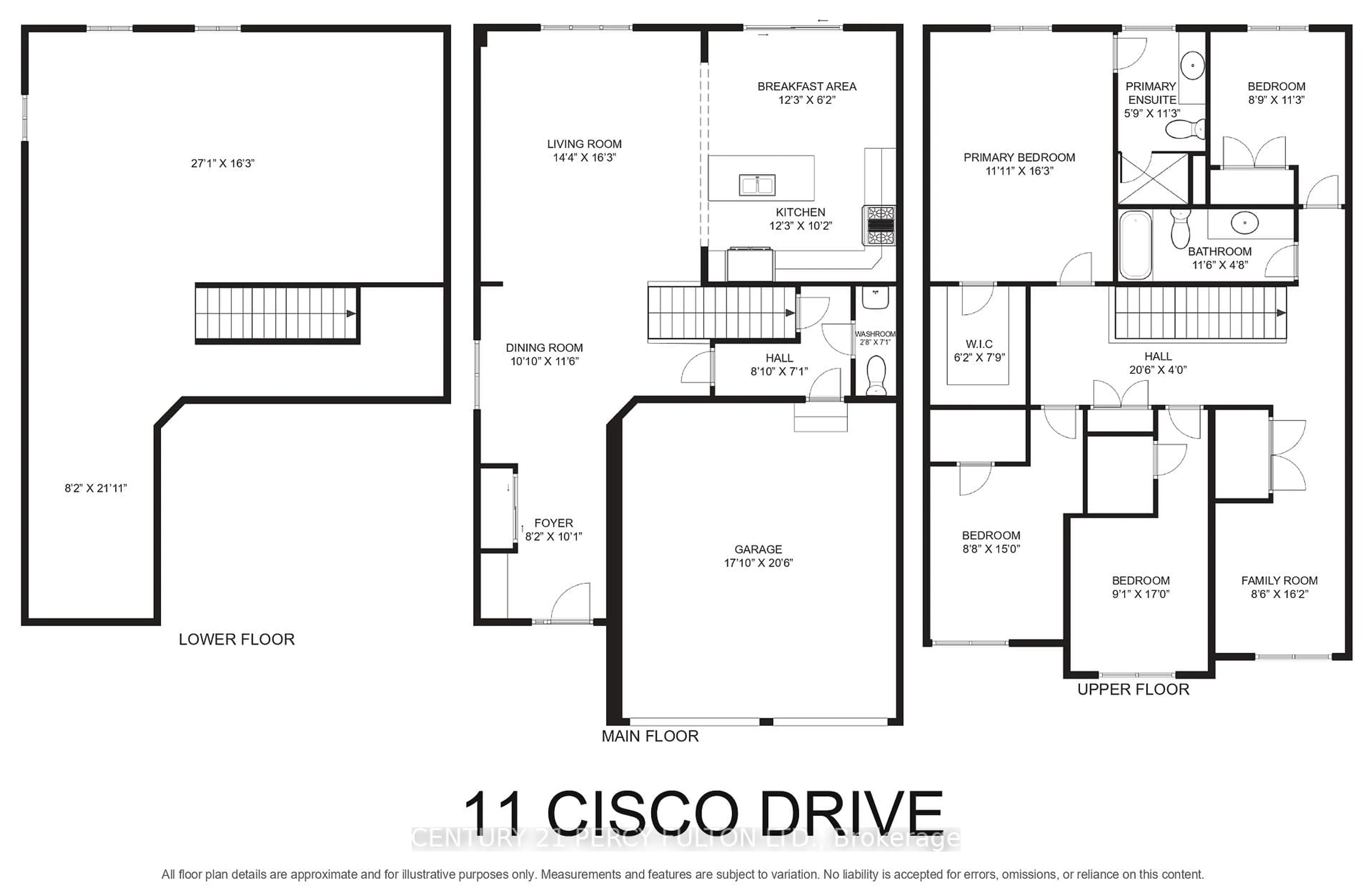 Floor plan for 11 Cisco Dr, Whitby Ontario L1P 0M2