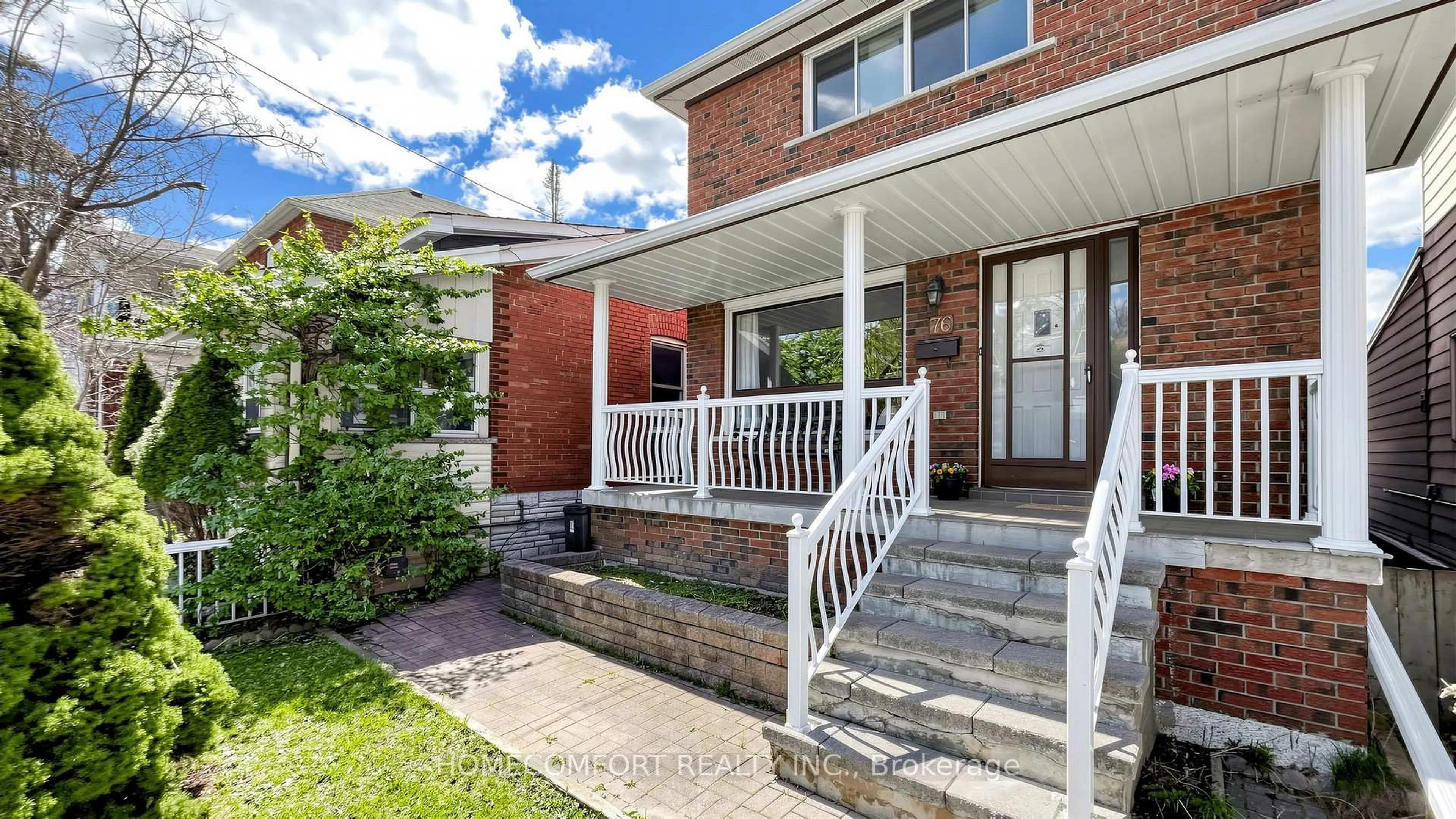 Home with brick exterior material, street for 76 Barrington Ave, Toronto Ontario M4C 4Z1