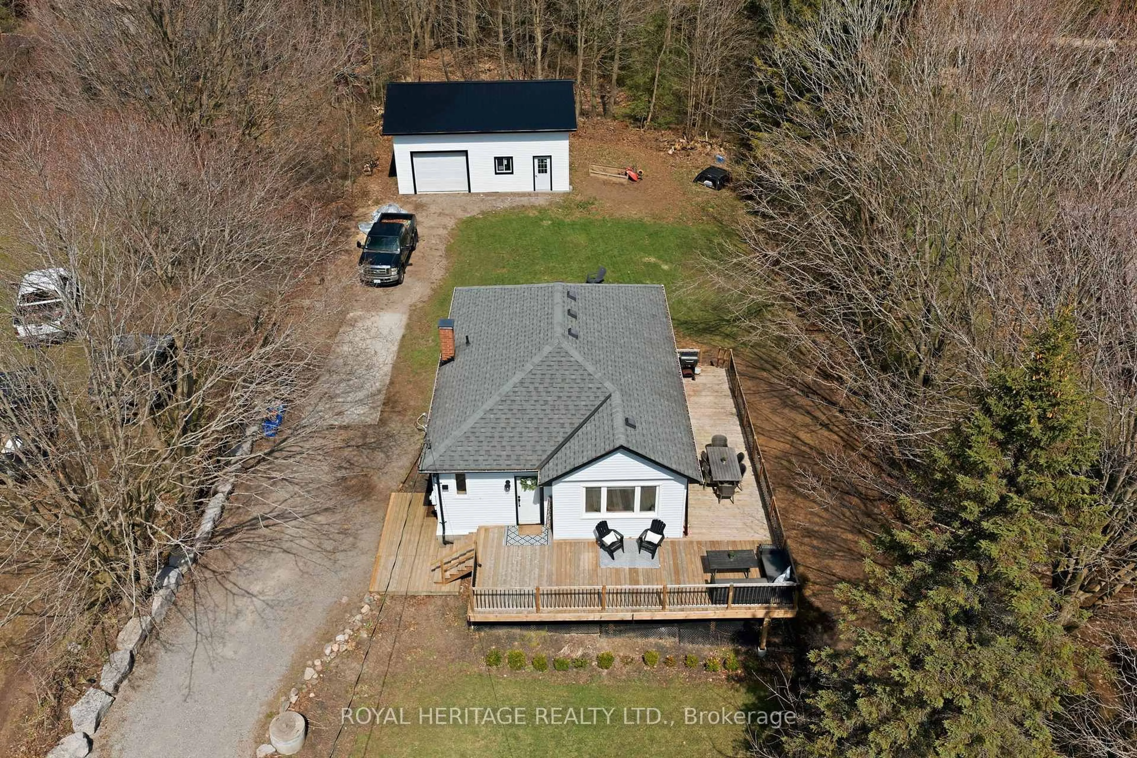 A pic from outside/outdoor area/front of a property/back of a property/a pic from drone, water/lake/river/ocean view for 4151 Edgerton Rd, Scugog Ontario L0B 1B0