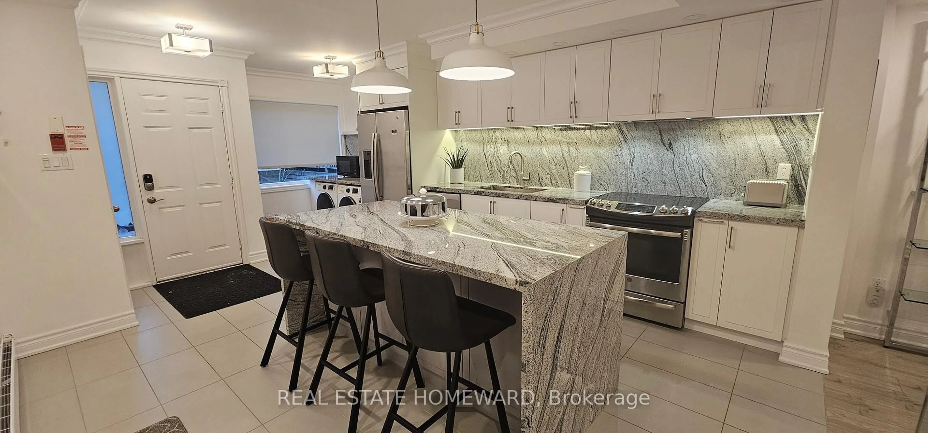 Contemporary kitchen, ceramic/tile floor for 122 Glen Manor Dr #5, Toronto Ontario M4E 2X6