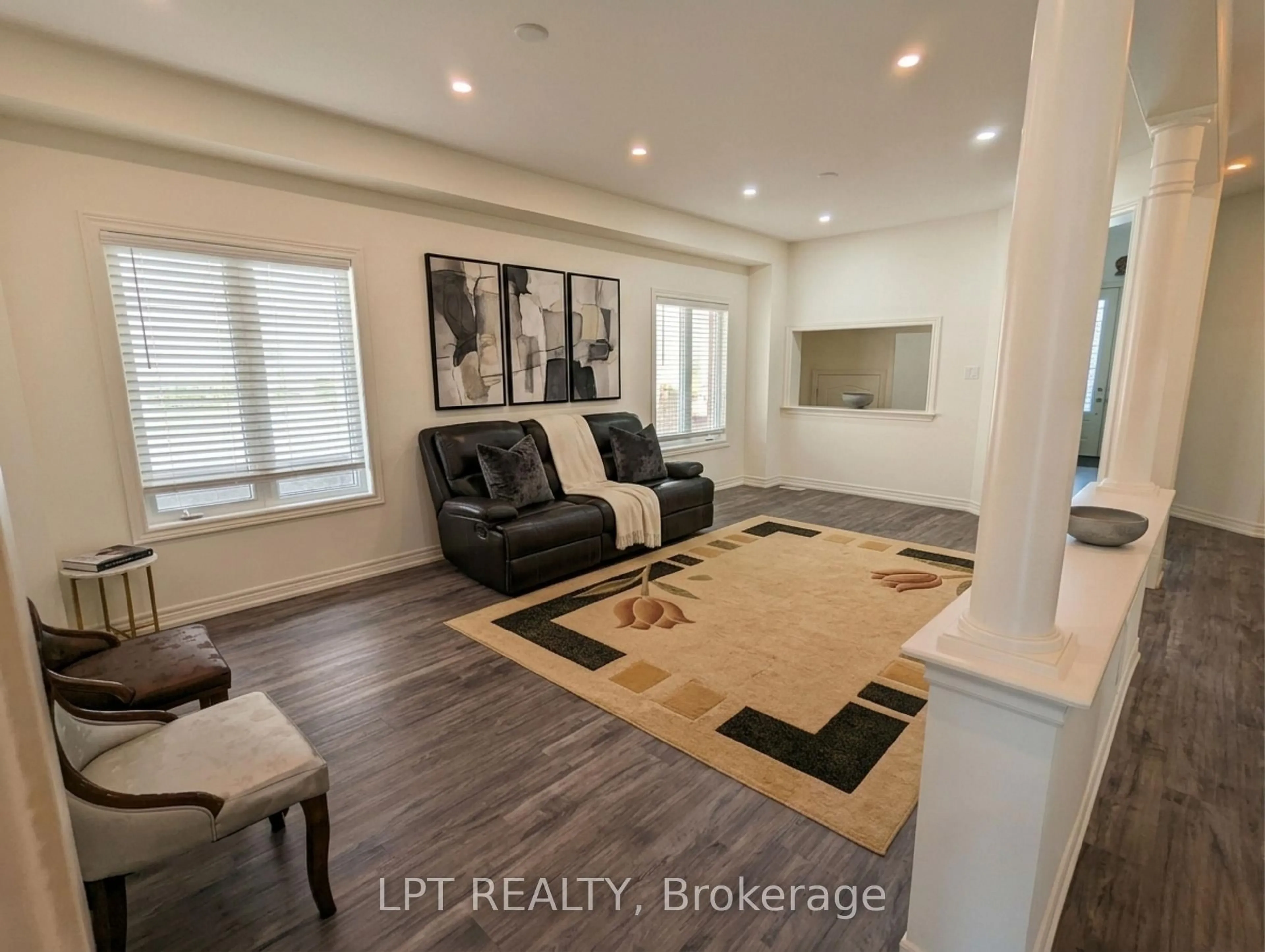 Living room with furniture, wood/laminate floor for 1852 Grandview St, Oshawa Ontario L1K 0Y2