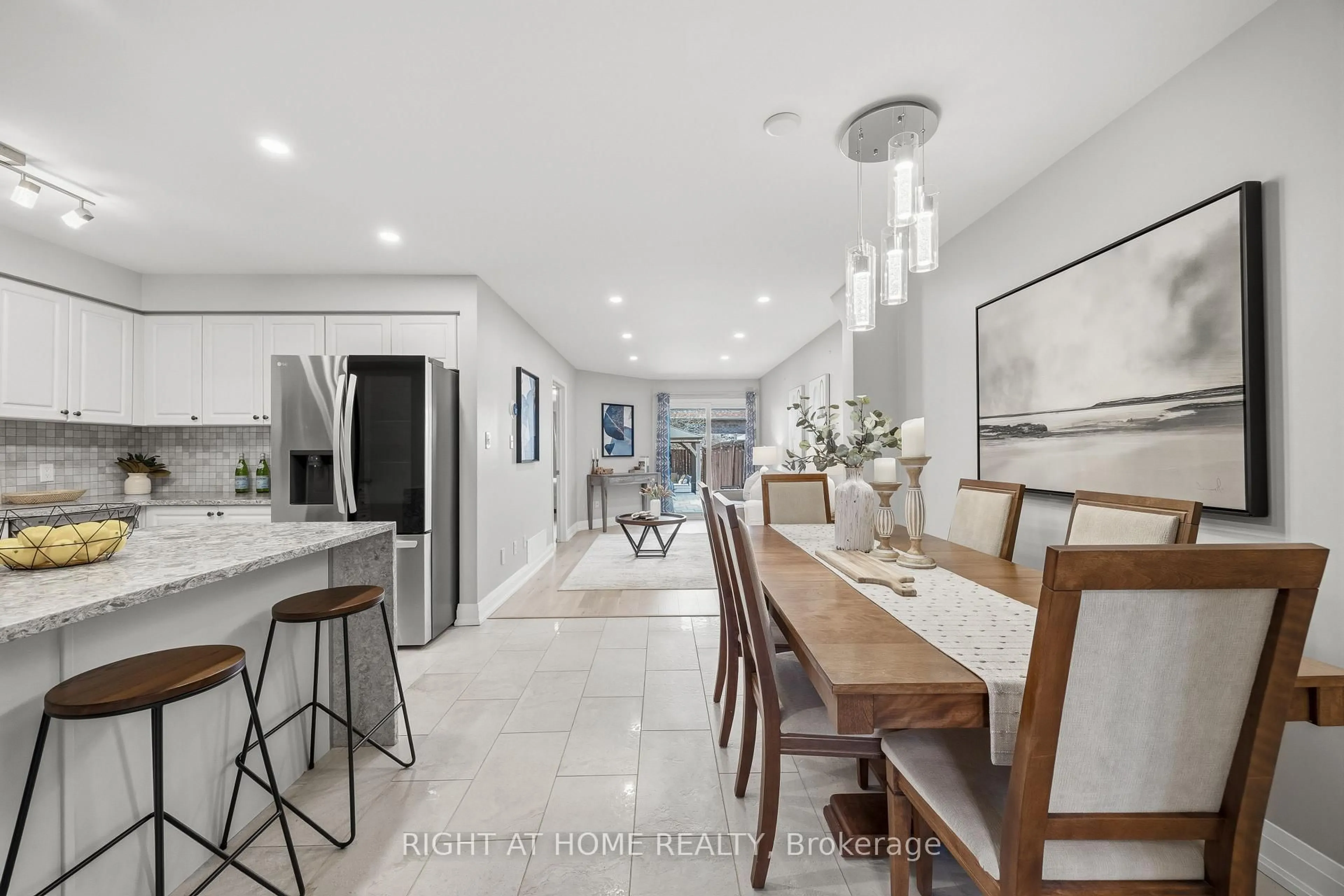 Open concept kitchen, ceramic/tile floor for 490 Flagstone Crt, Oshawa Ontario L1K 2Z7