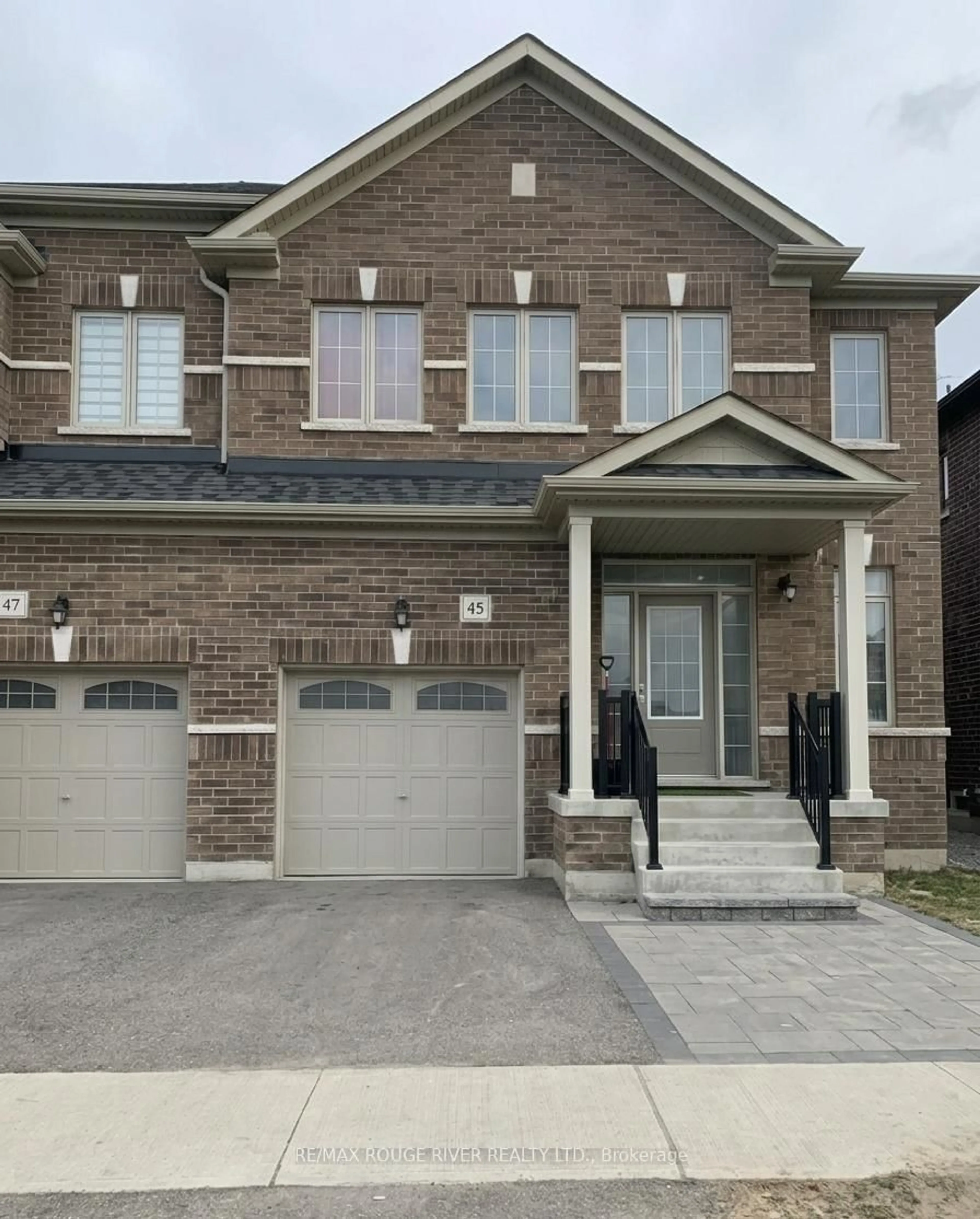 Home with brick exterior material, street for 45 Rich Cres, Whitby Ontario L1P 1V8
