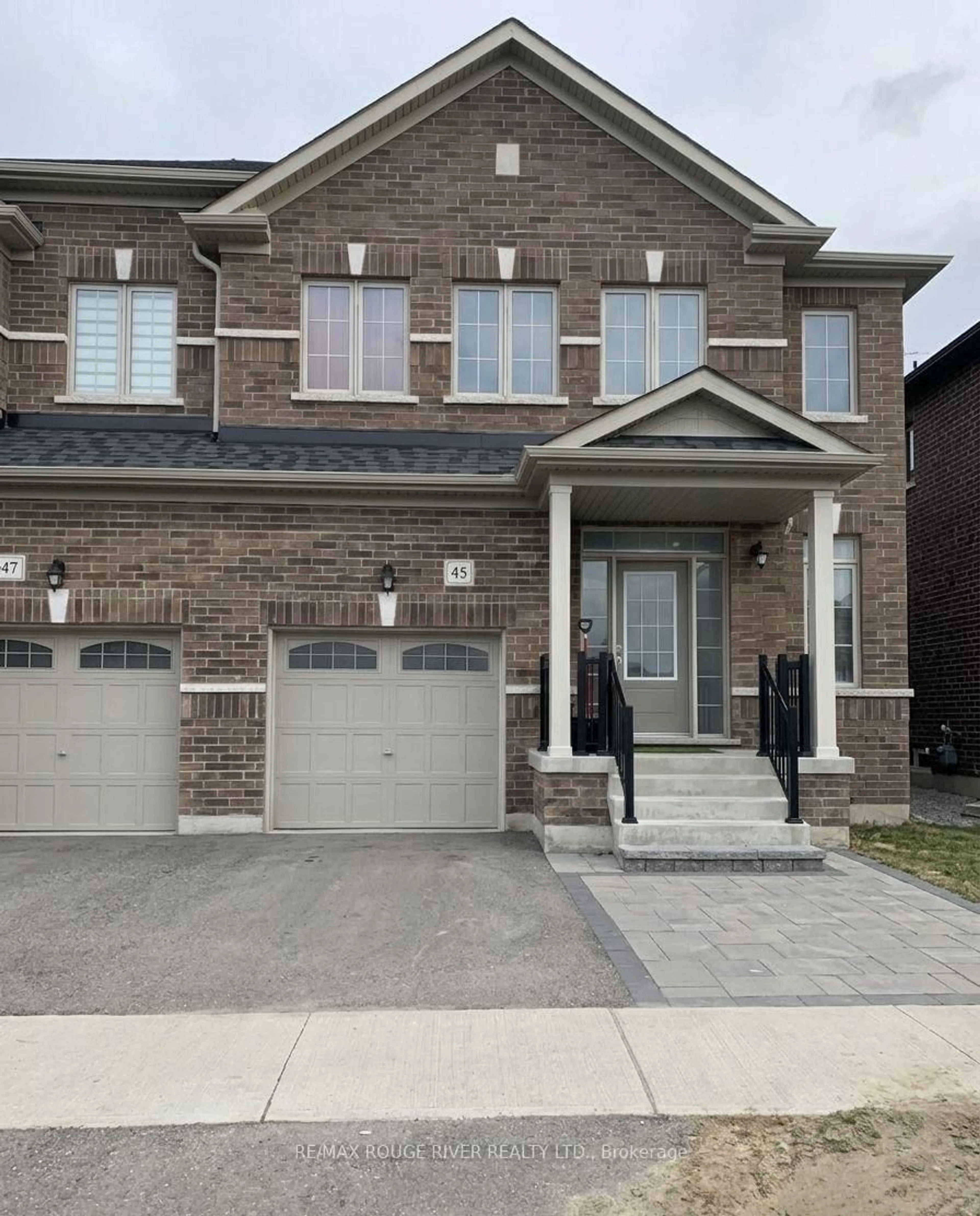 Home with brick exterior material, street for 45 Rich Cres, Whitby Ontario L1P 1V8