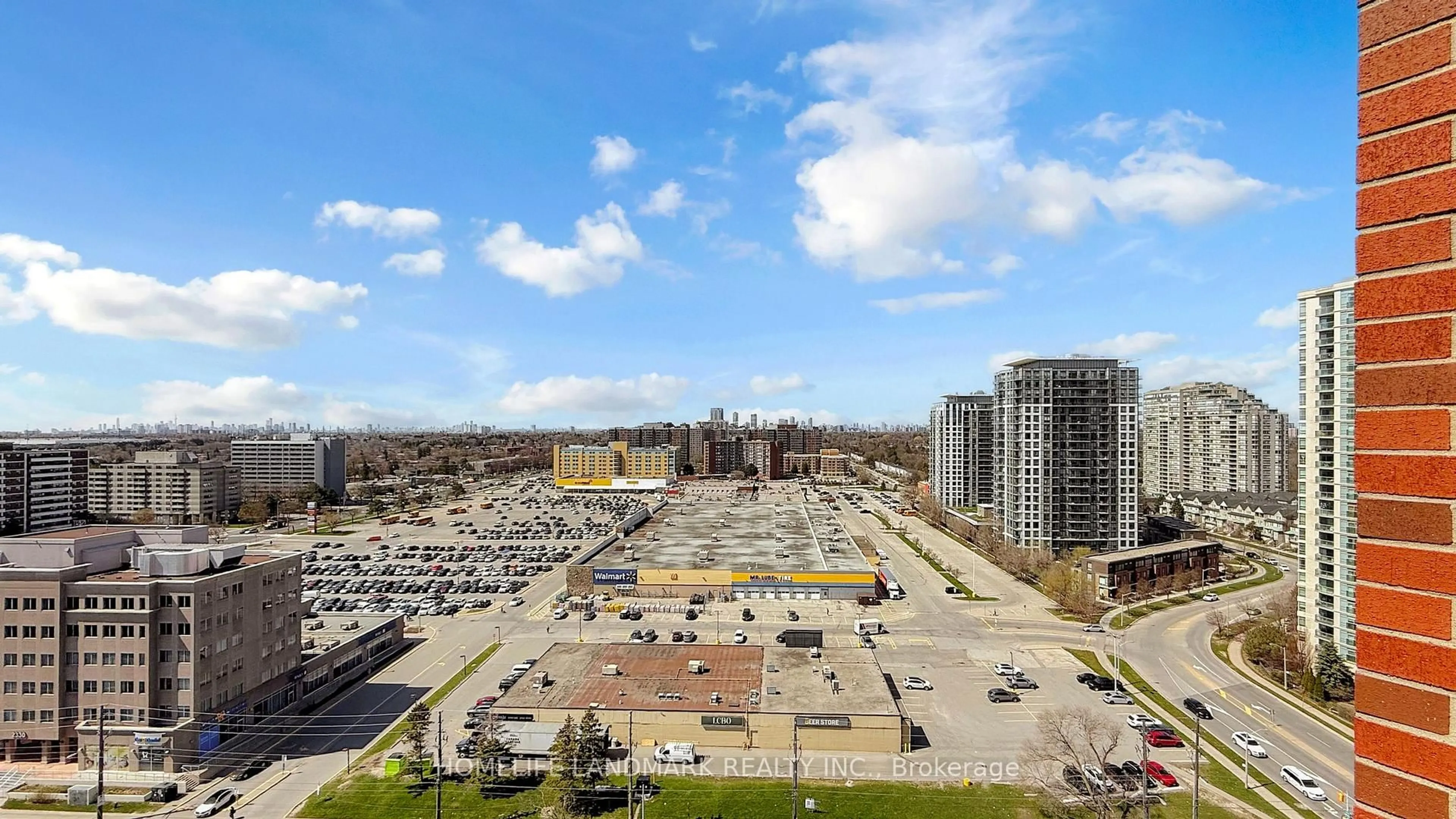 A pic from outside/outdoor area/front of a property/back of a property/a pic from drone, city buildings view from balcony for 2365 Kennedy Rd #1907, Toronto Ontario M1T 3S6