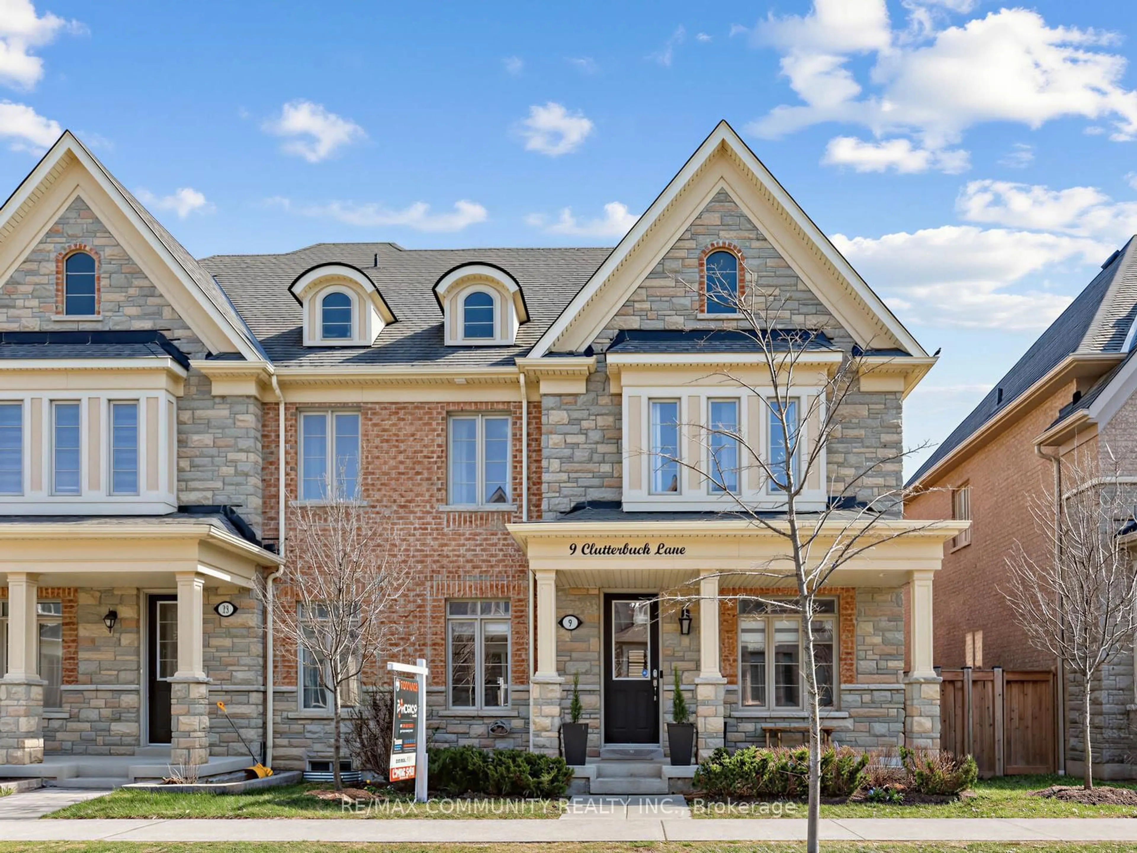 Home with brick exterior material, street for 9 Clutterbuck Lane, Ajax Ontario L1T 0N6