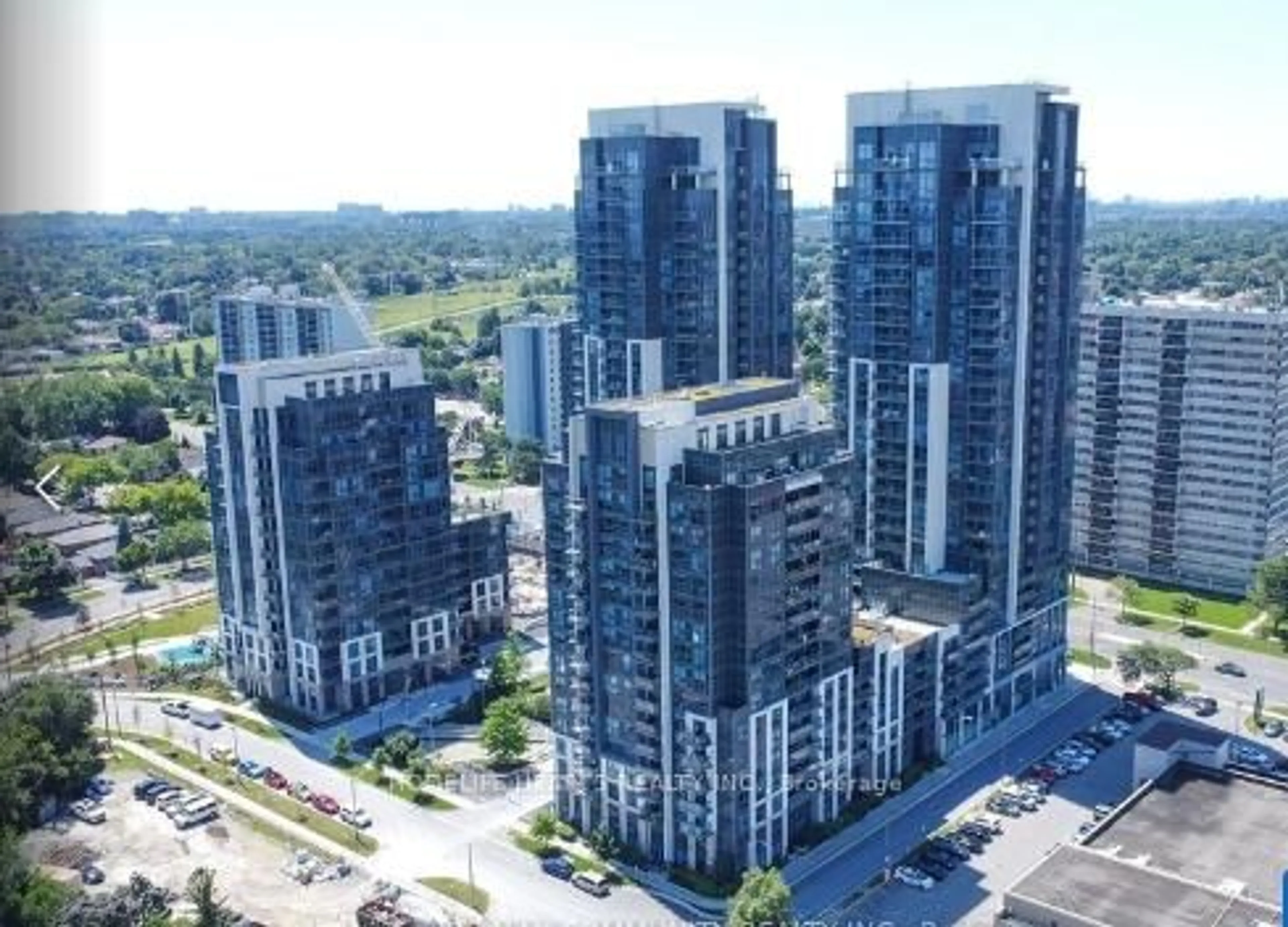 A pic from outside/outdoor area/front of a property/back of a property/a pic from drone, city buildings view from balcony for 20 Meadowglen Pl #822, Toronto Ontario M1G 0A9