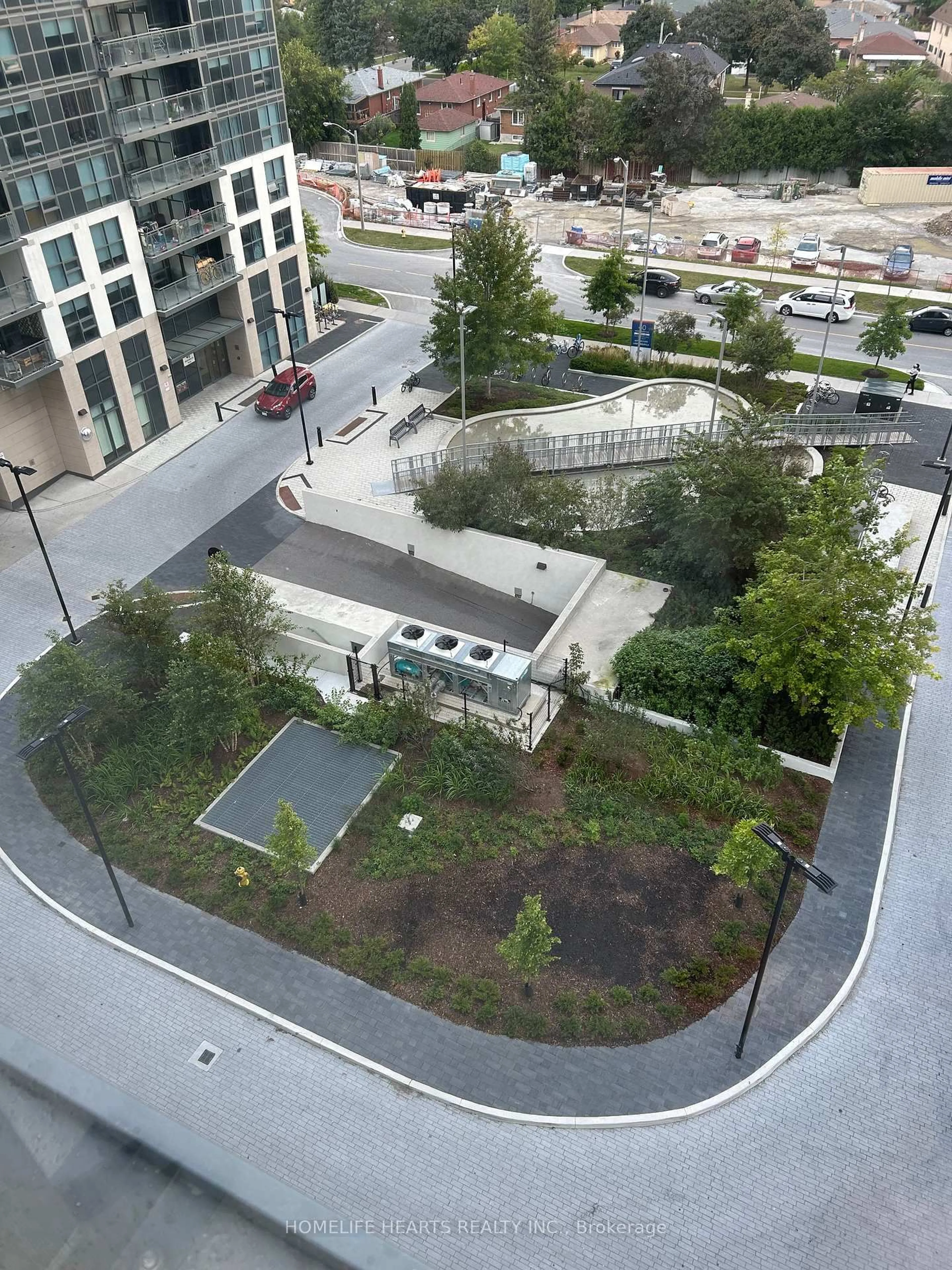 A pic from outside/outdoor area/front of a property/back of a property/a pic from drone, city buildings view from balcony for 20 Meadowglen Pl #822, Toronto Ontario M1G 0A9