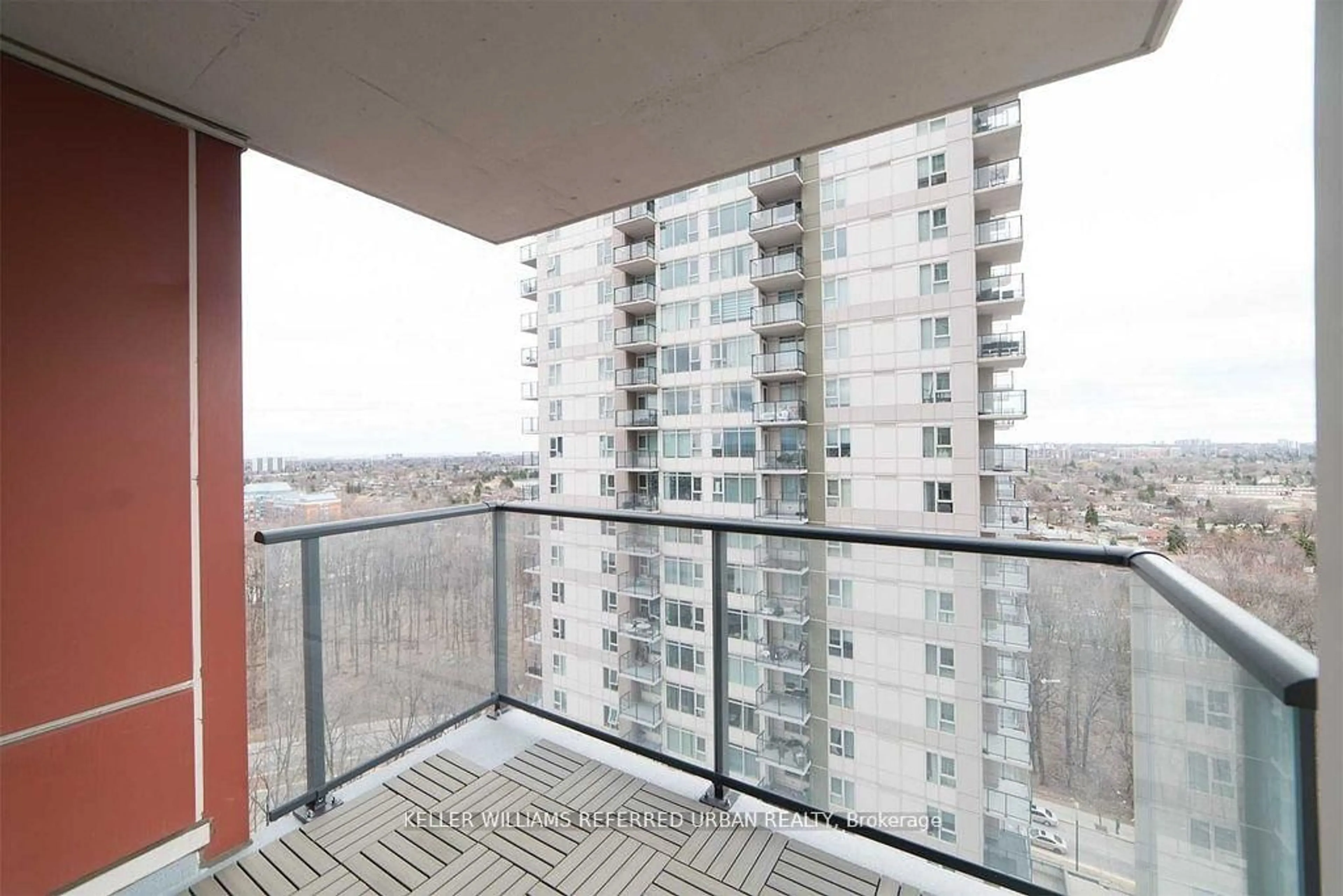 Balcony in the apartment, city buildings view from balcony for 25 Town Centre Crt #2106, Toronto Ontario M1P 0B4
