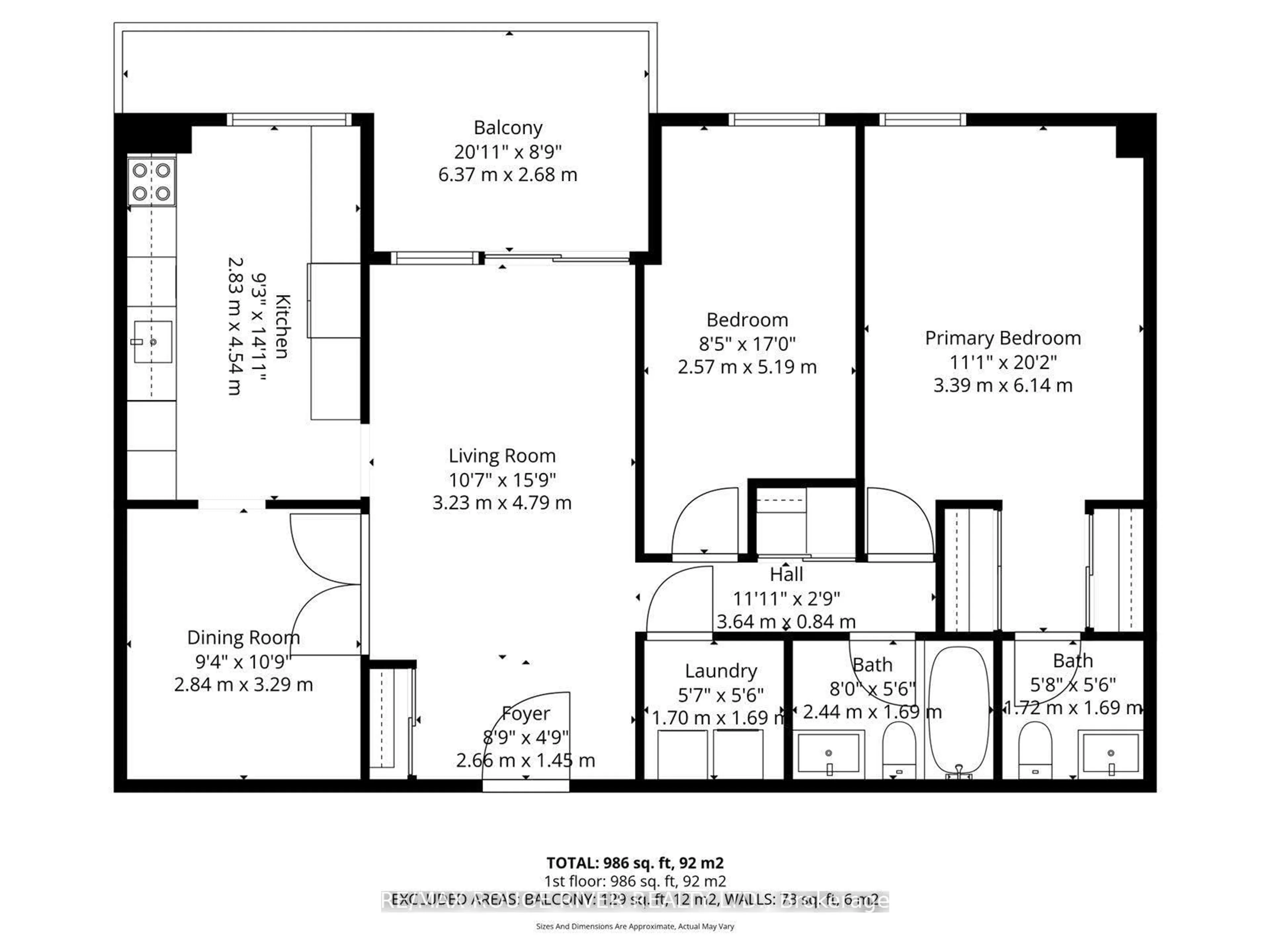 Floor plan for 100 Wingarden Crt #1504, Toronto Ontario M1B 2P4