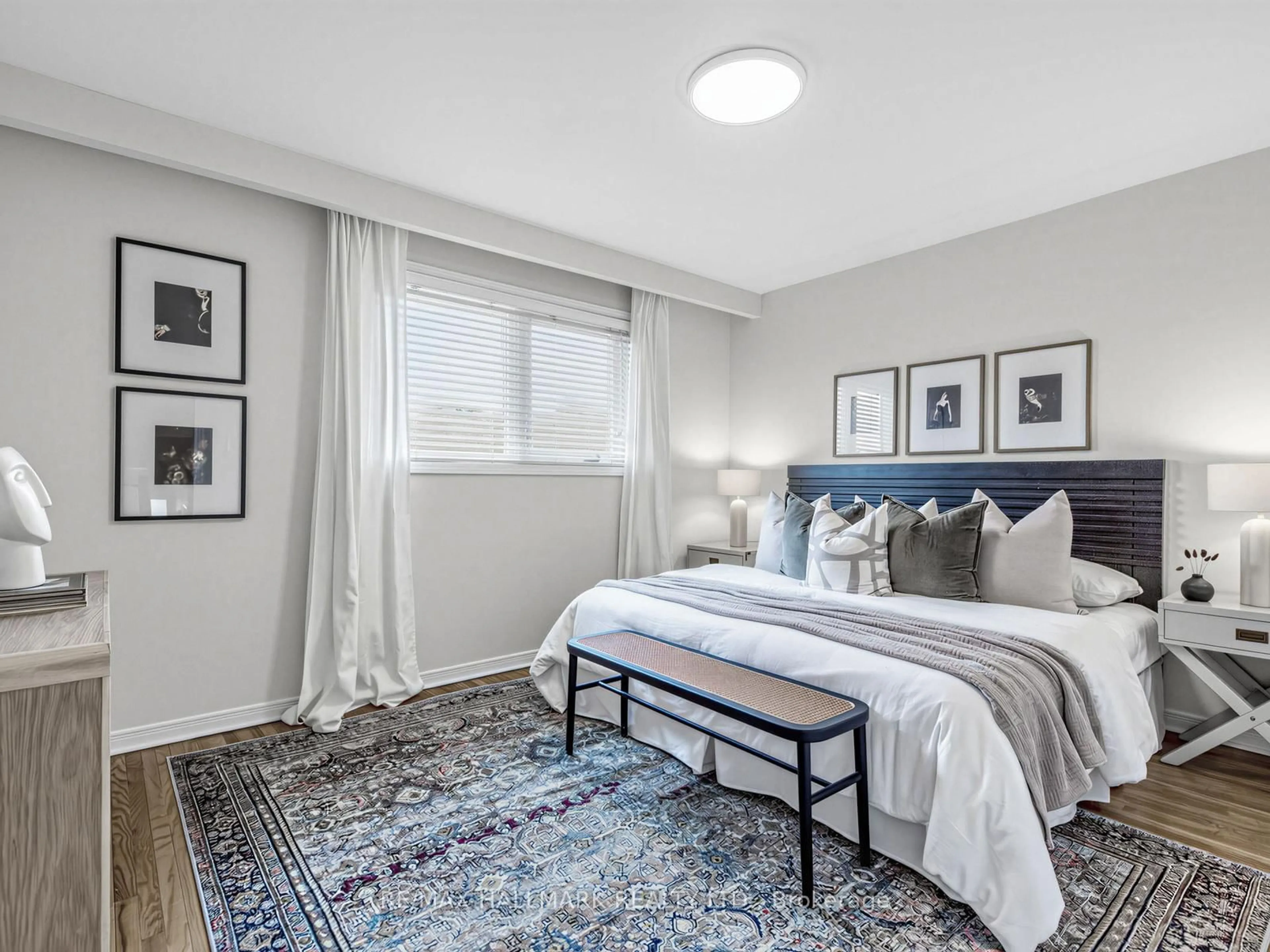 Bedroom with bed, carpet floor for 51 Lambeth Sq, Toronto Ontario M1W 3B3