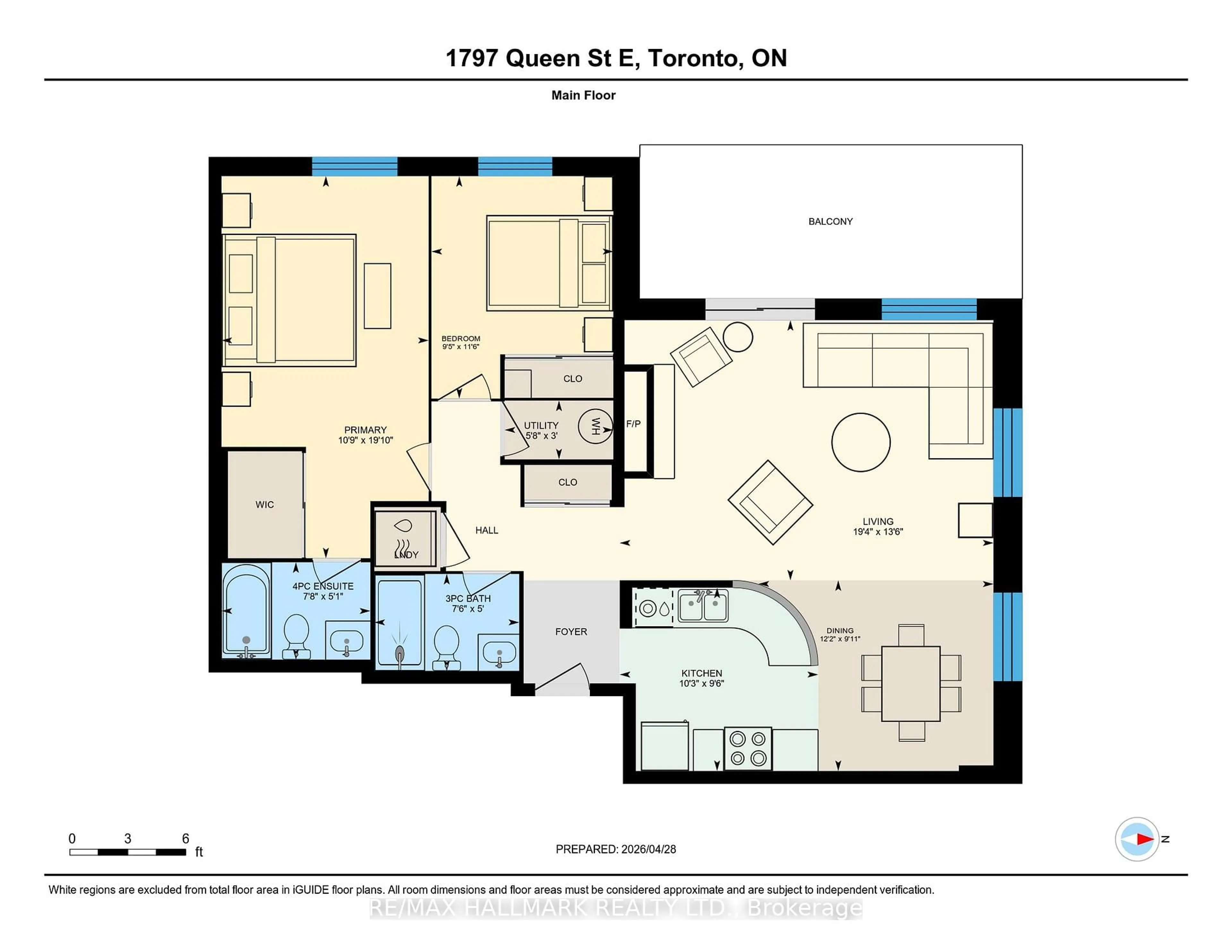Floor plan for 1797 Queen St #403, Toronto Ontario M4L 3Y5