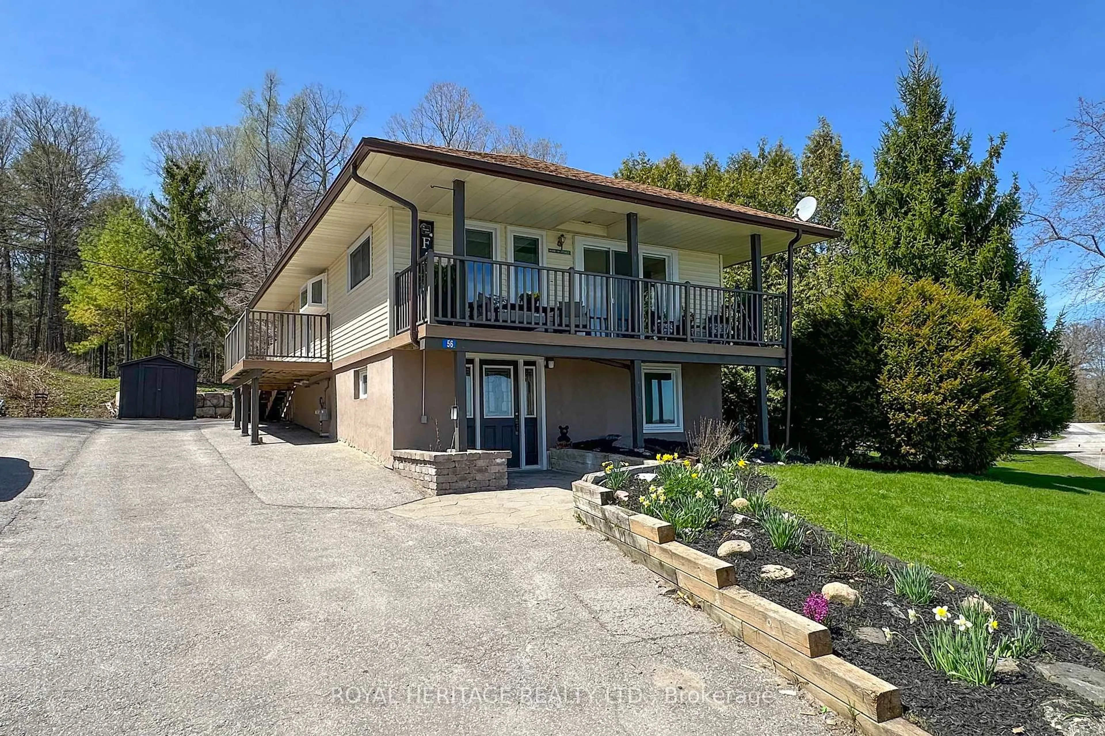 A pic from outside/outdoor area/front of a property/back of a property/a pic from drone, street for 56 Pine Point Lane, Scugog Ontario L9L 1B4