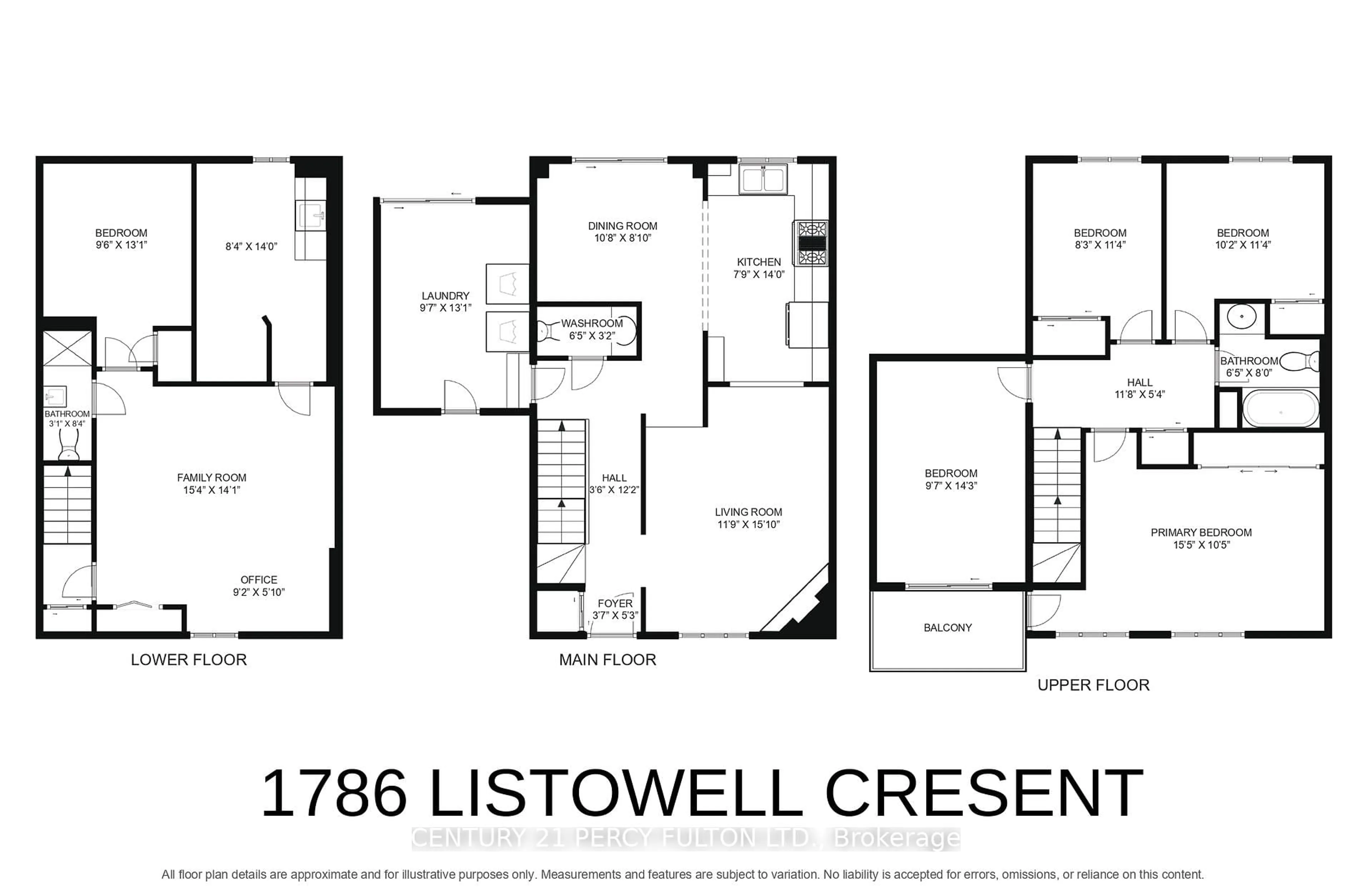 Floor plan for 1786 Listowell Cres, Pickering Ontario L1V 2Y3