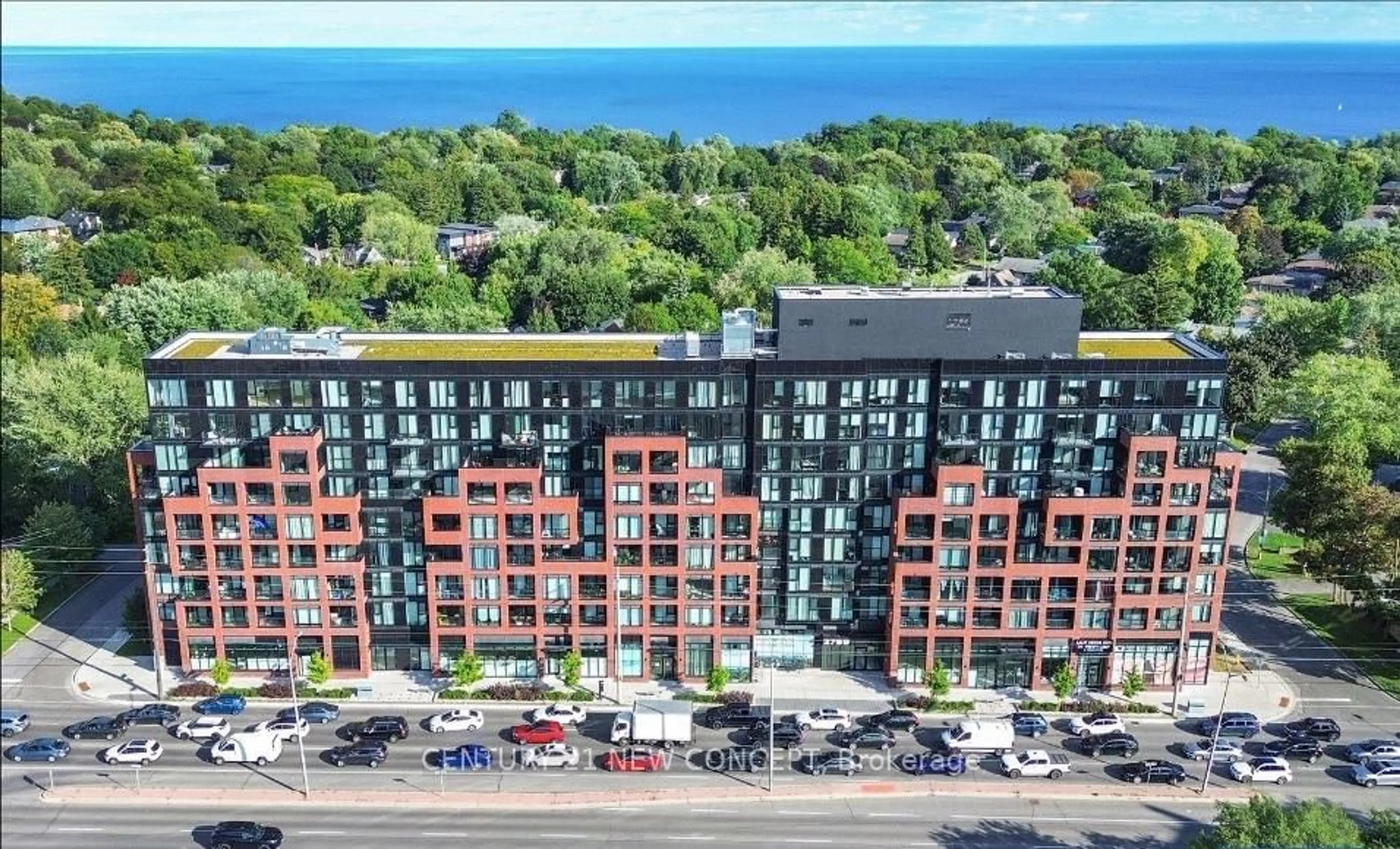 A pic from outside/outdoor area/front of a property/back of a property/a pic from drone, city buildings view from balcony for 2799 Kingston Rd #301, Toronto Ontario M1M 0E3